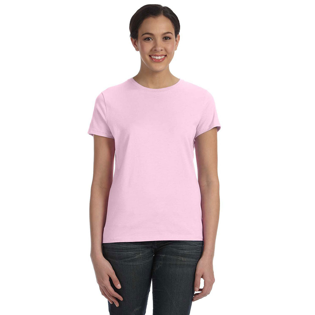 Hanes Women's Alluring Pale Pink 4.5 oz. 100% Ringspun Cotton nano-T T-Shirt