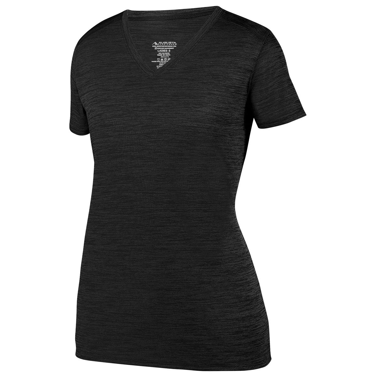 Augusta Sportswear Women's Stylish Black Shadow Tonal Heather Short-Sleeve Training Tee - A Must-Have for Active Women!