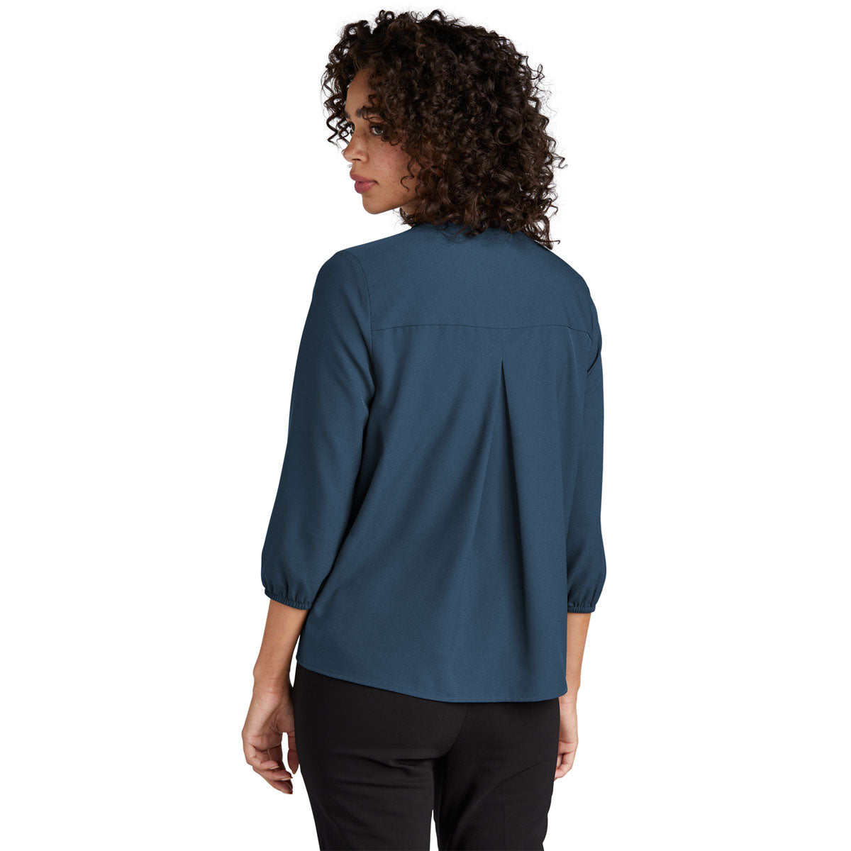 Mercer+Mettle Women's Insignia Blue Stretch Crepe 3/4 Sleeve Stylish Blouse