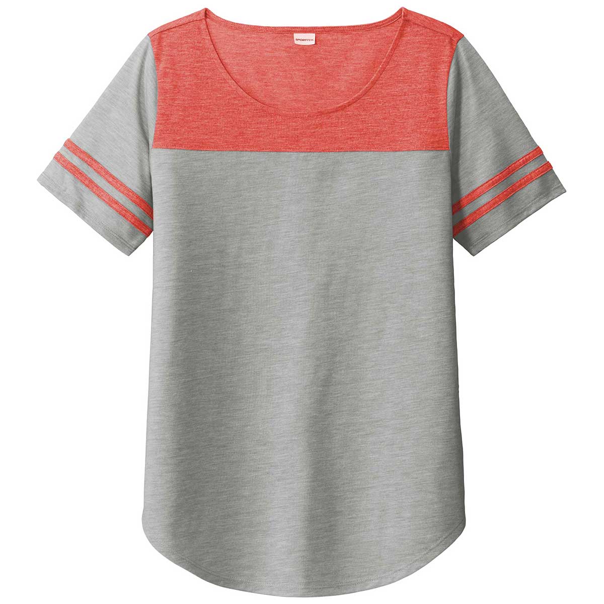 Sport-Tek Women's Vibrant Red Heather/Light Grey Heather PosiCharge Tri-Blend Wicking Fan Tee - Stand Out on Game Day!