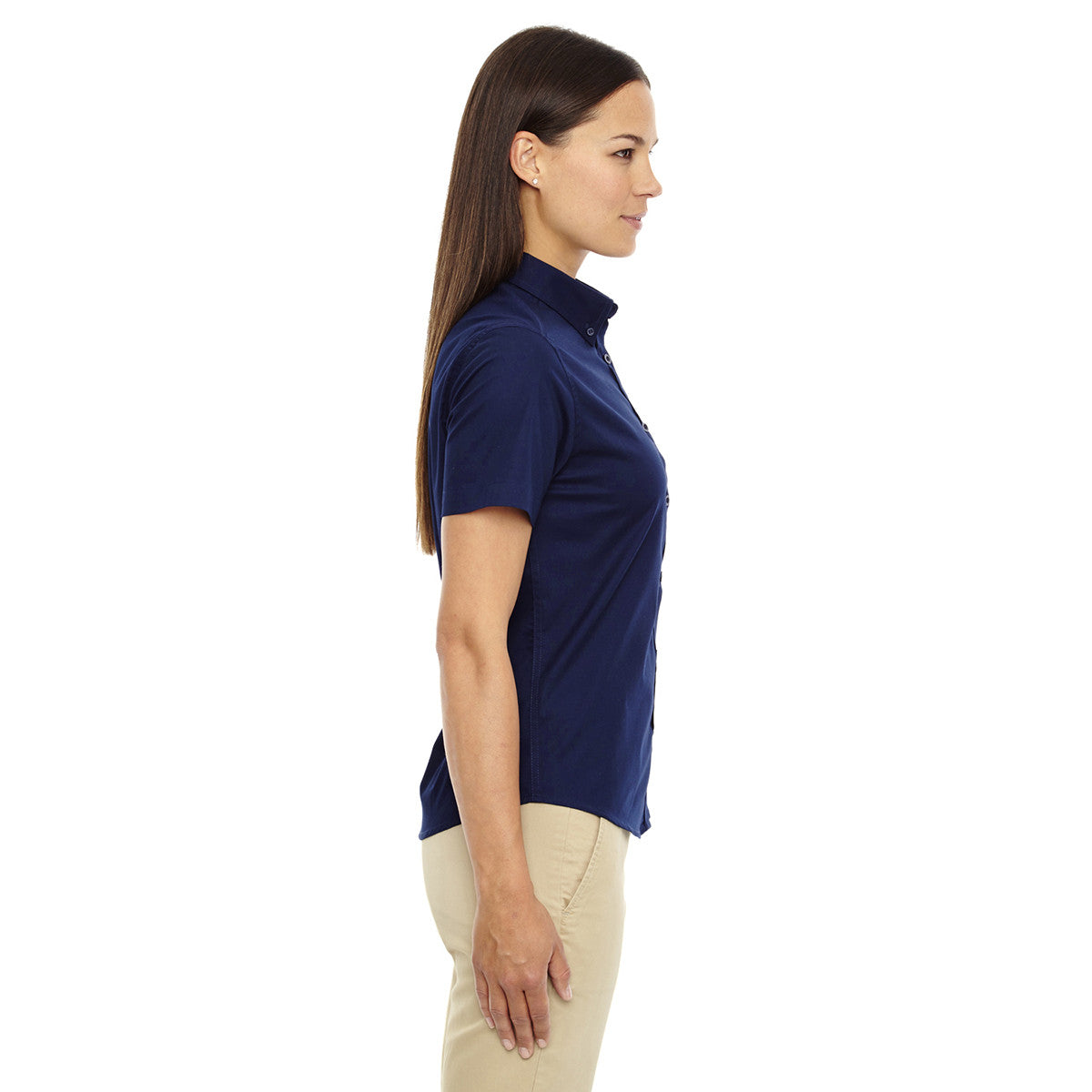 Core 365 Women's Classic Navy Optimum Short-Sleeve Twill Shirt: A Must-Have for Style and Durability