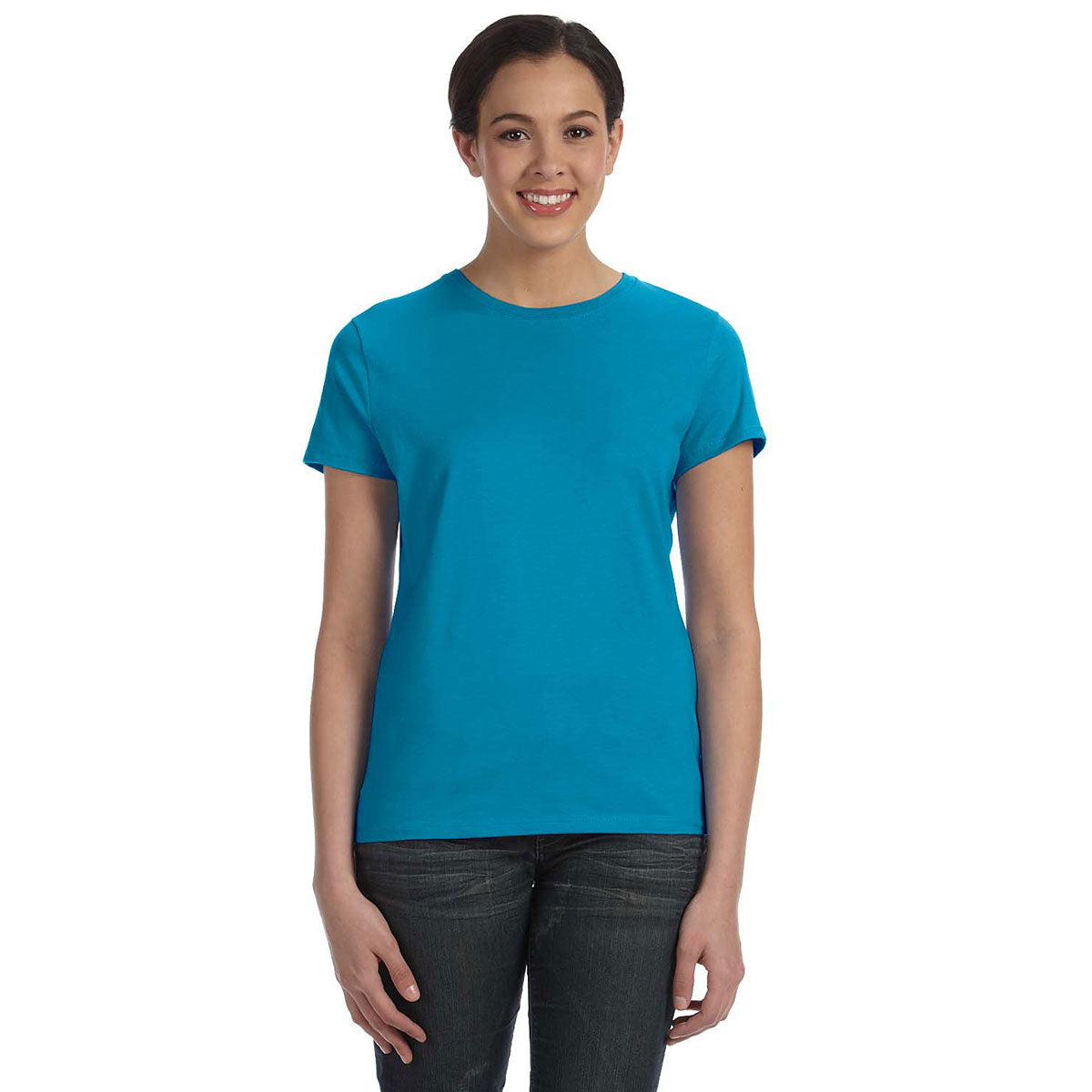 Hanes Women's Teal Nano-T T-Shirt: 4.5 oz. 100% Ringspun Cotton