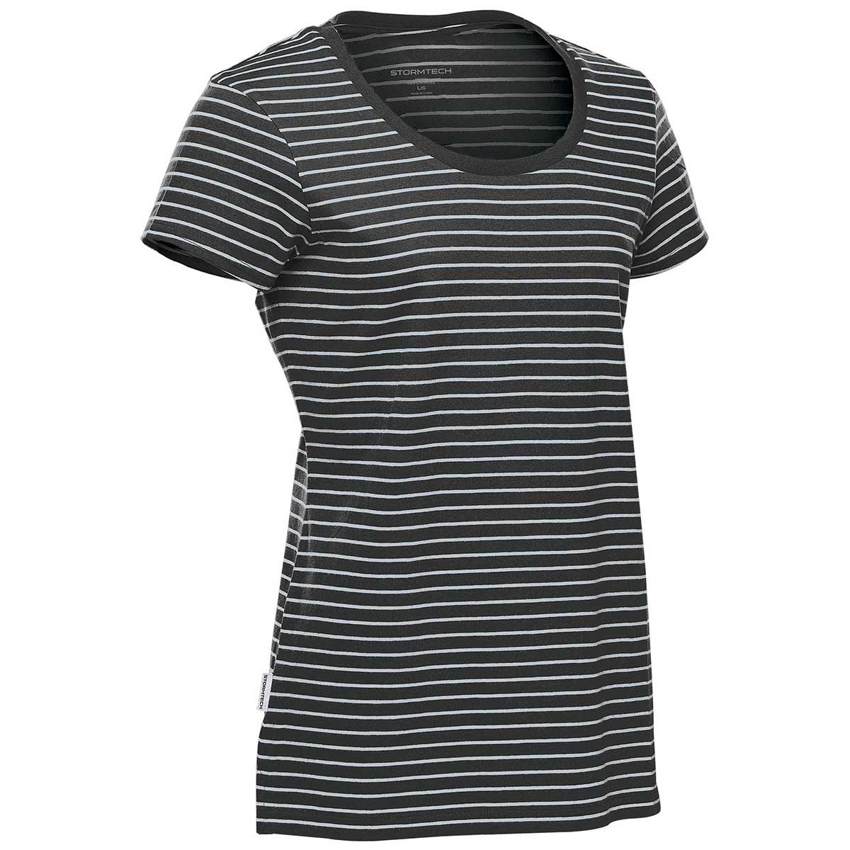 Stormtech Women's Stylish Black/Grey Heather Railtown Crew Neck Tee