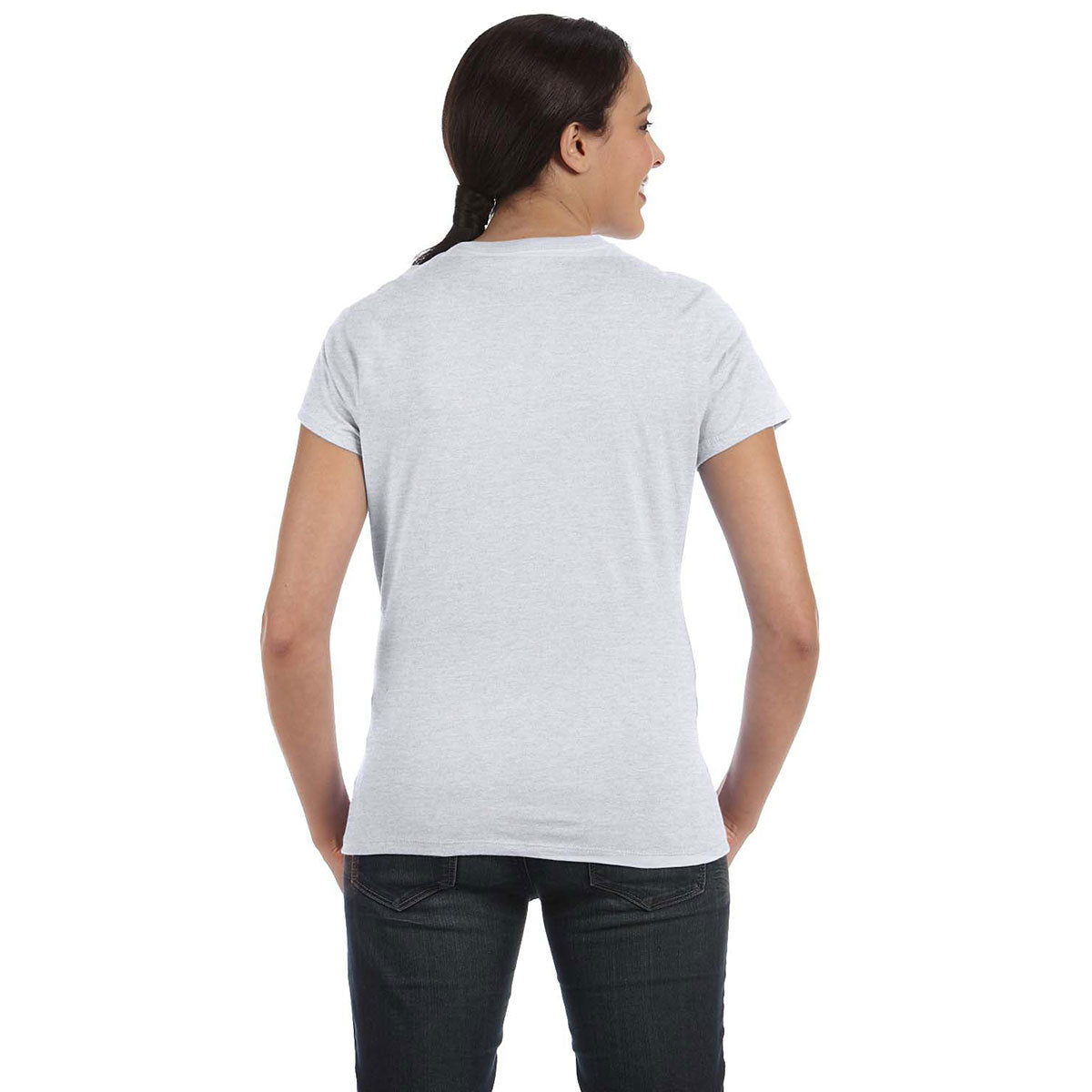 Hanes Women's Ash 4.5 oz. 100% Ringspun Cotton Nano-T T-Shirt: Stylish and Comfortable