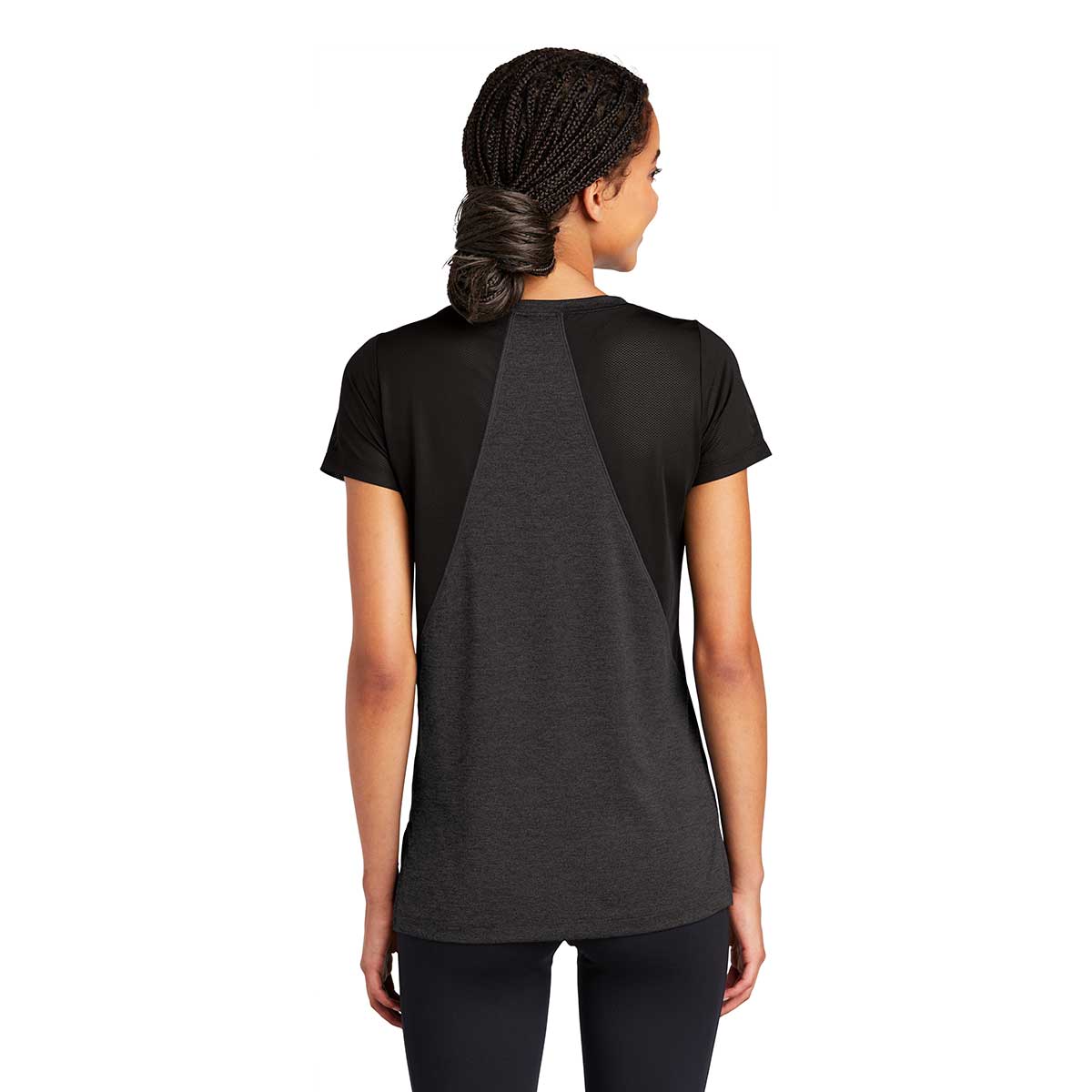 Sport-Tek Women's Stunning Black Heather/Black Endeavor Short Sleeve Tee