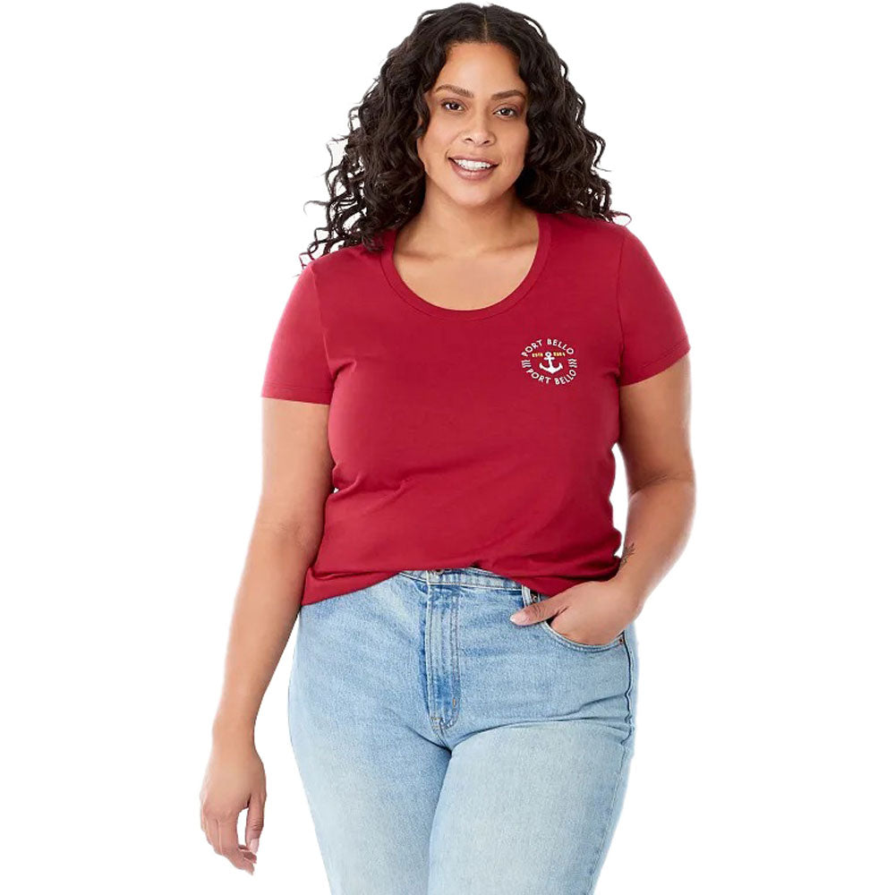 Elevate Women's Retro Red Somoto Eco Short Sleeve T-Shirt - A Fashionable Eco - Choice!