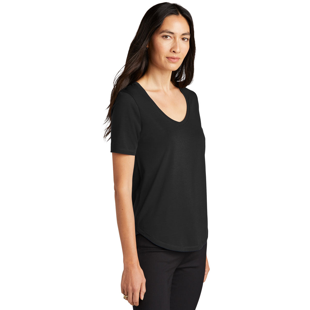 Mercer+Mettle Women's Stunning Deep Black Stretch Relaxed Scoop Tee