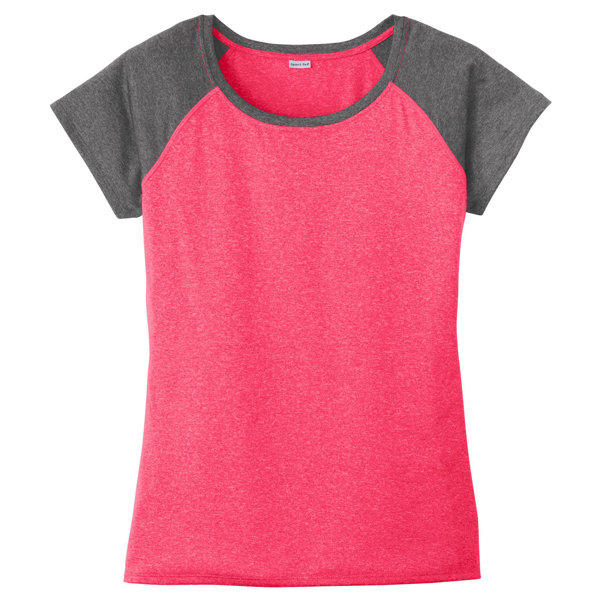 Sport-Tek Women's Stunning Pink Raspberry Heather-On-Heather Contender Scoop Neck Tee