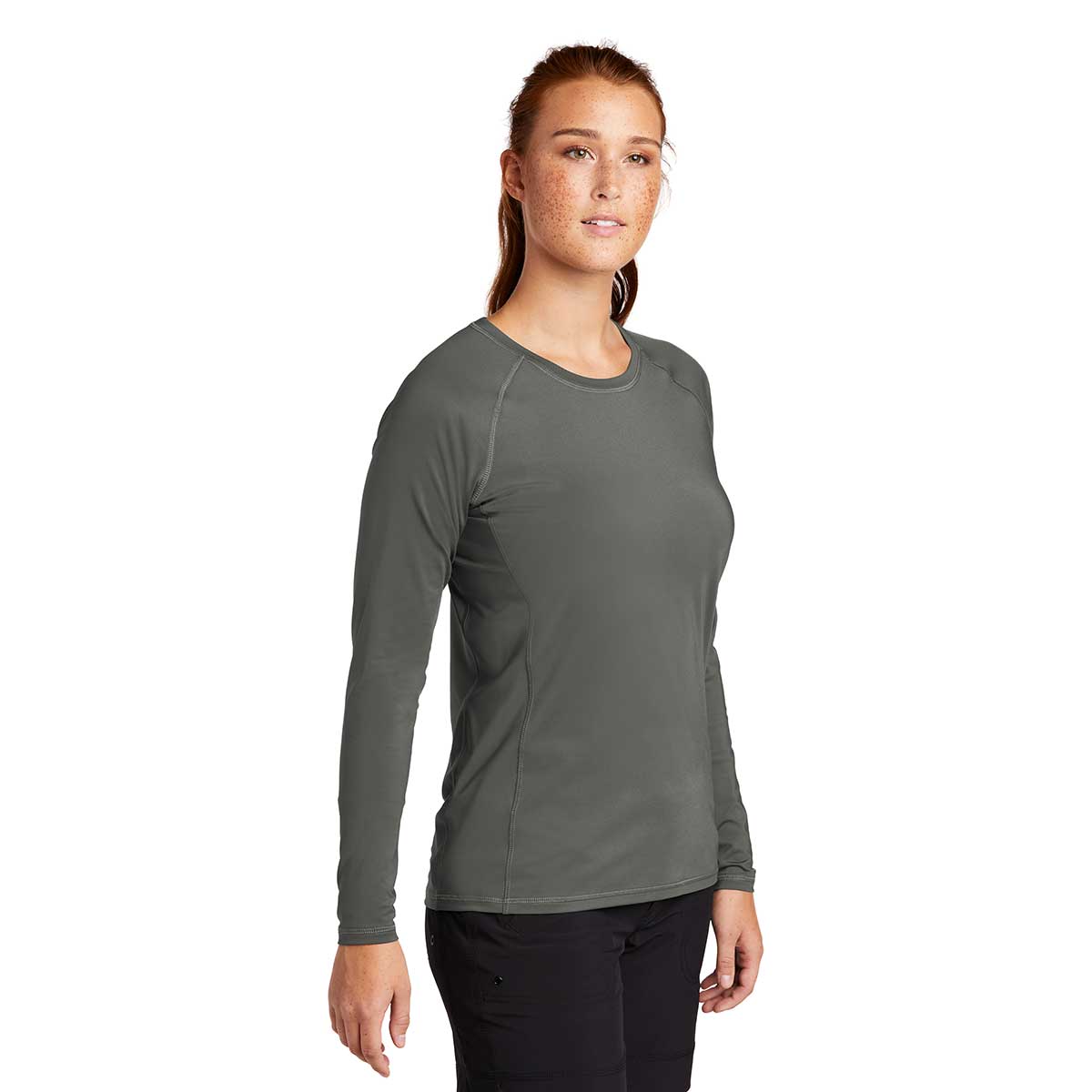 Sport-Tek Women's Dark Smoke Grey Long Sleeve Rashguard Tee - Unleash Your Aquatic Style