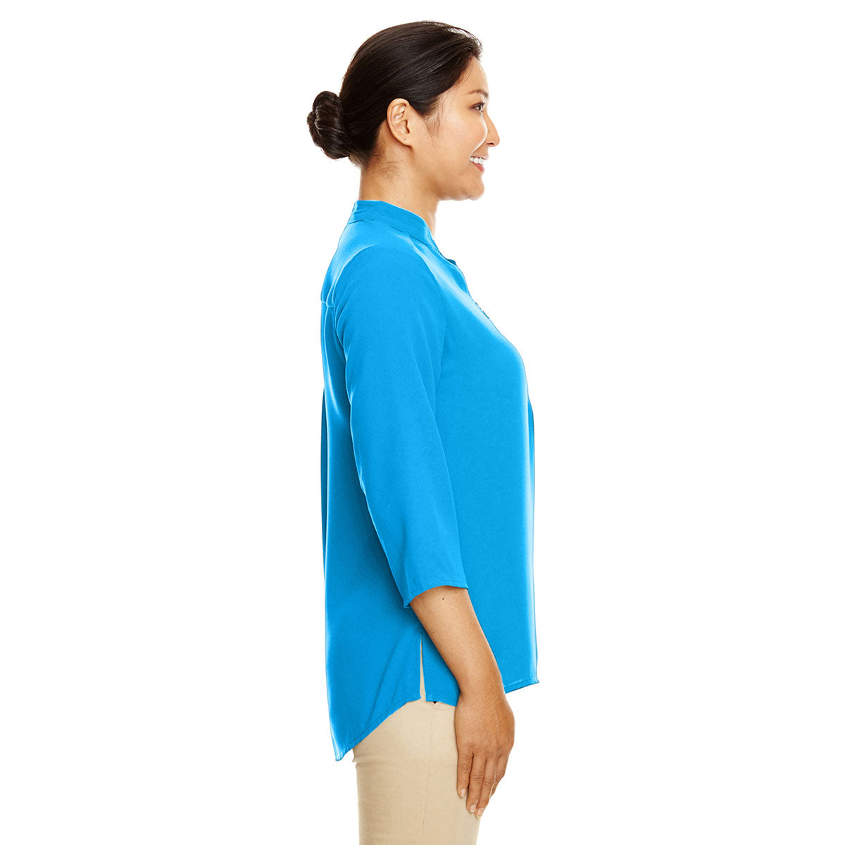 Devon & Jones Women's Stunning Ocean Blue Perfect Fit 3/4-Sleeve Crepe Tunic