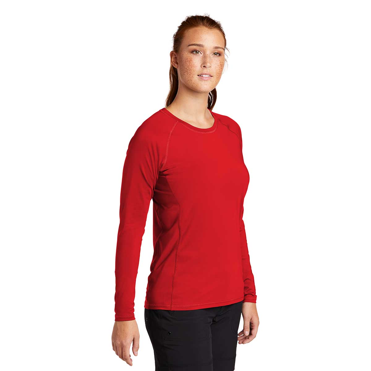 Sport-Tek Women's Stunning True Red Long Sleeve Rashguard Tee - Make a Splash!