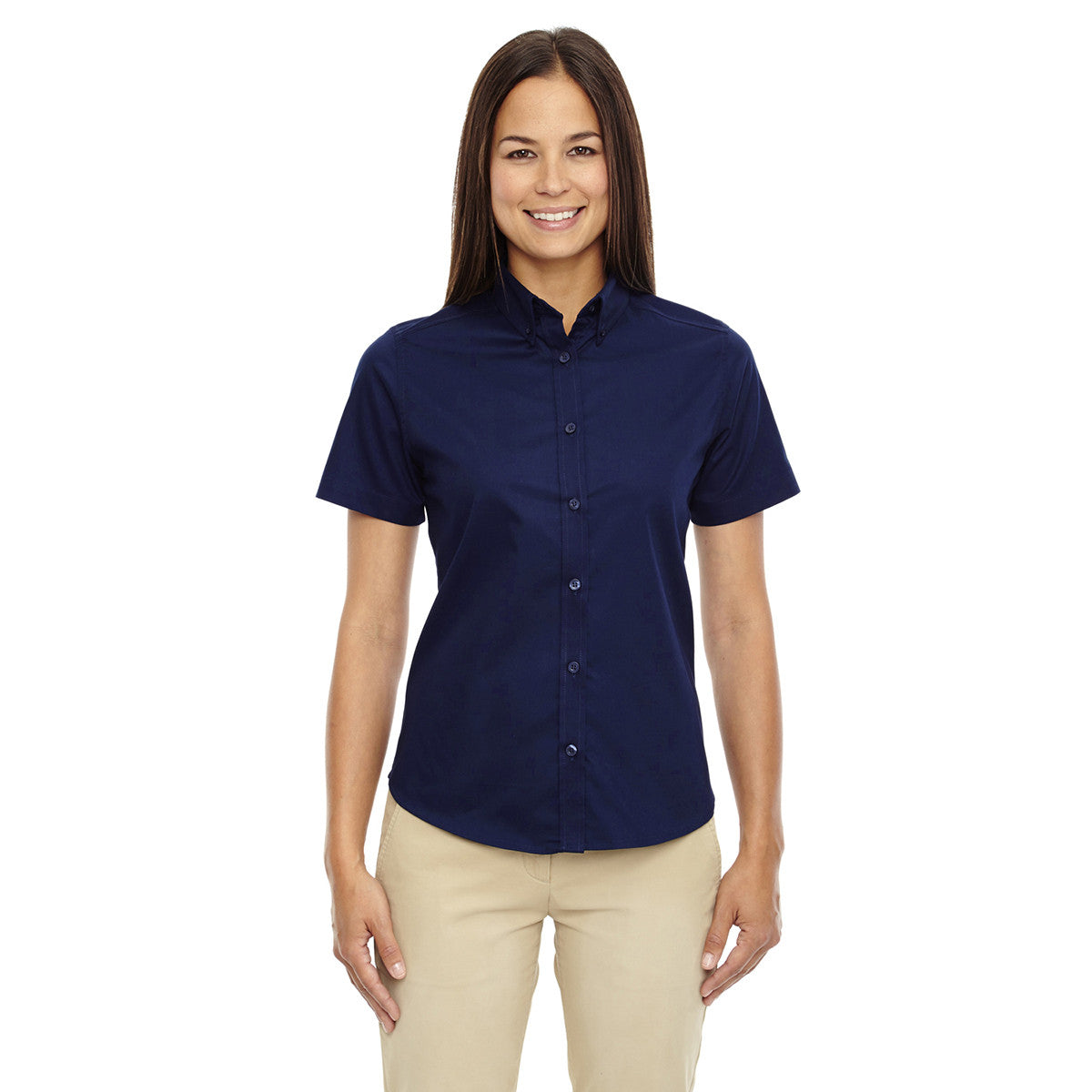 Core 365 Women's Classic Navy Optimum Short-Sleeve Twill Shirt: A Must-Have for Style and Durability