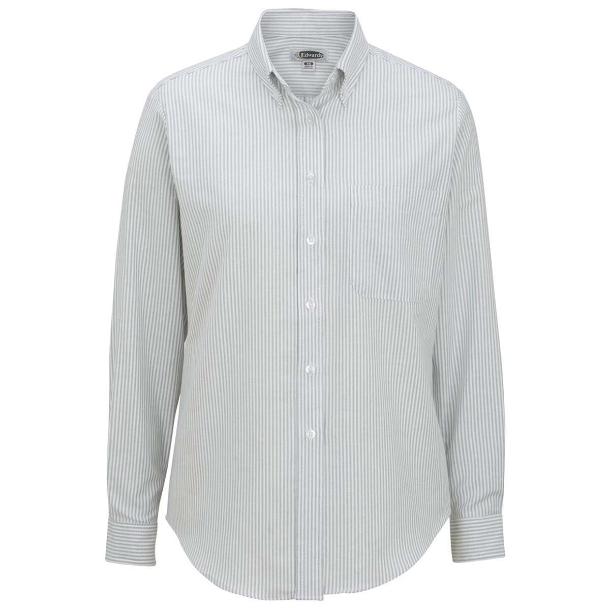 Edwards Stylish Women's Grey Stripe Long Sleeve Oxford Shirt