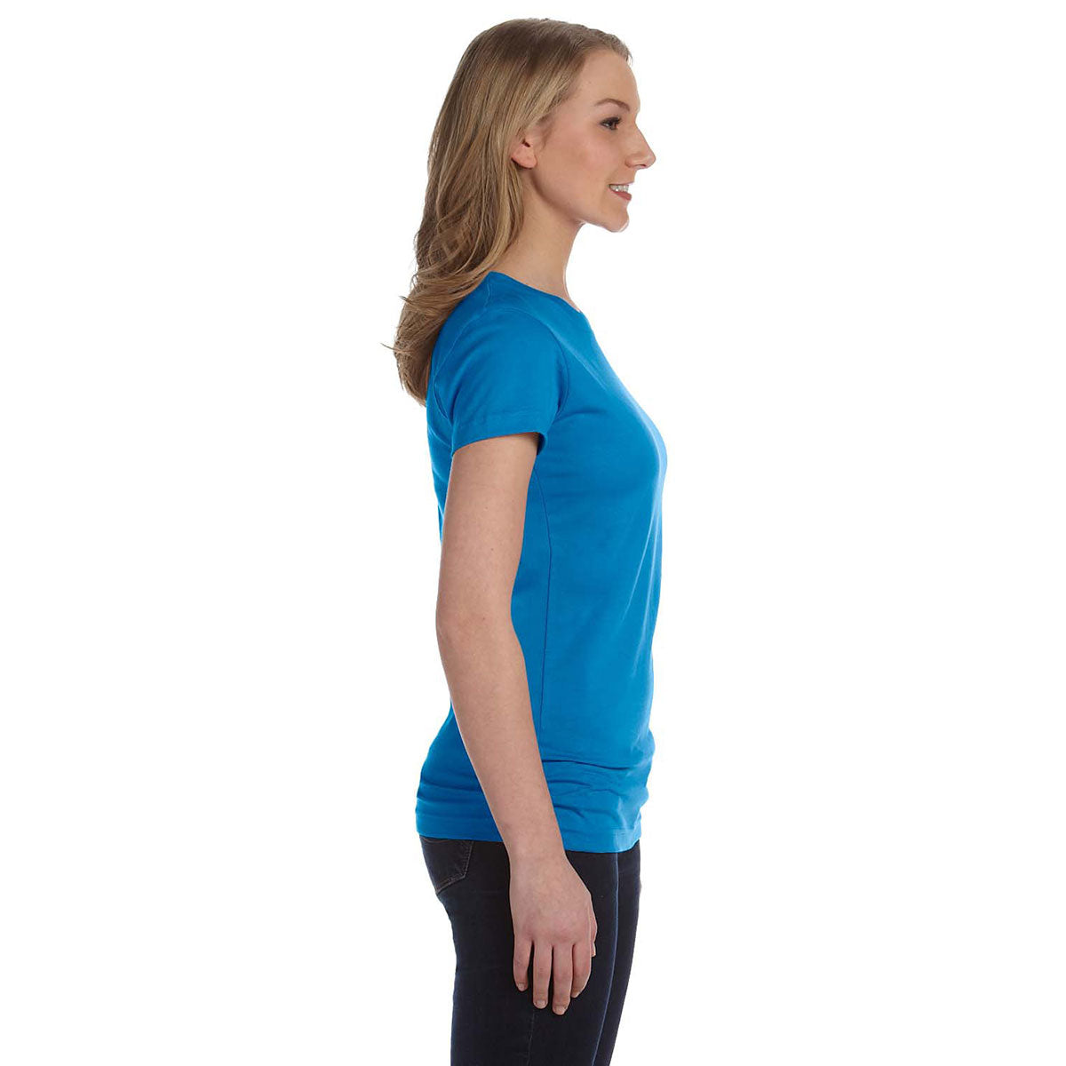 LAT Women's Cobalt Junior Fit Fine Jersey T-Shirt - The Ideal Marketing Canvas
