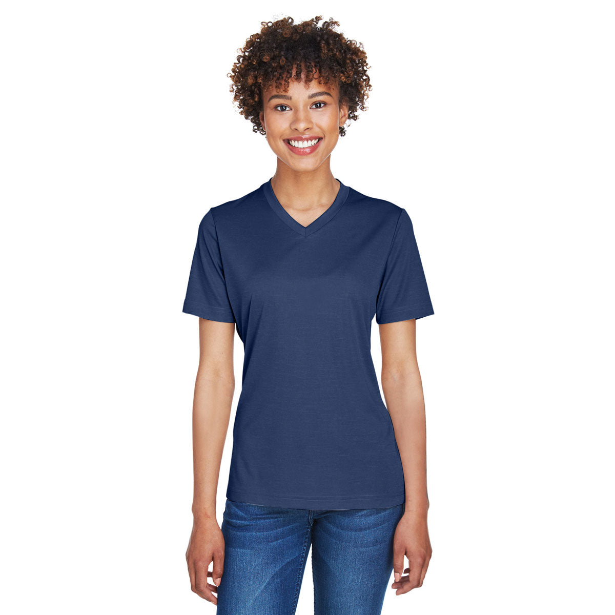 Team 365 Women's Performance T-Shirt: Dark Navy Heather Zone Sonic Heather