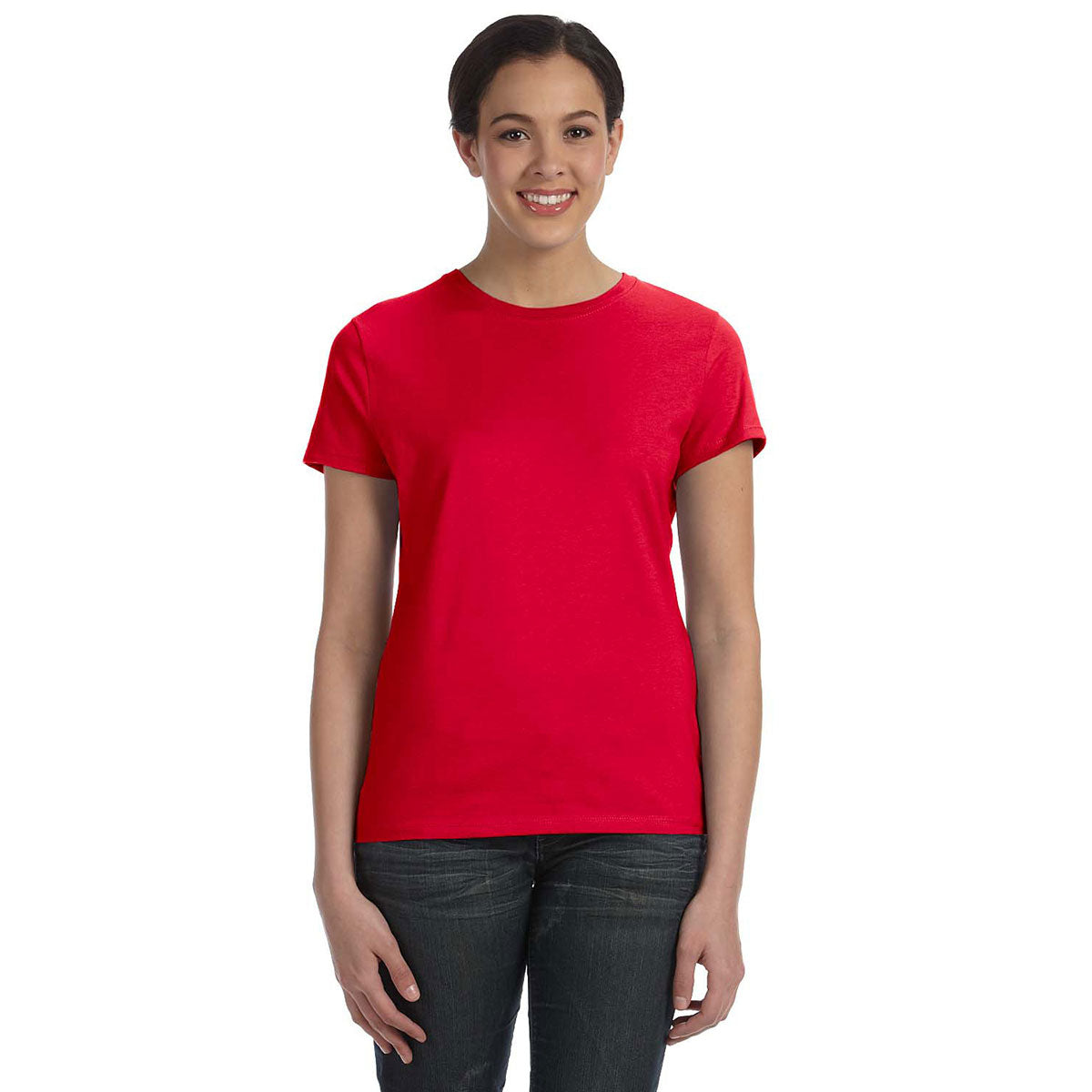 Hanes Women's Stunning Deep Red 4.5 oz. 100% Ringspun Cotton nano-T T-Shirt
