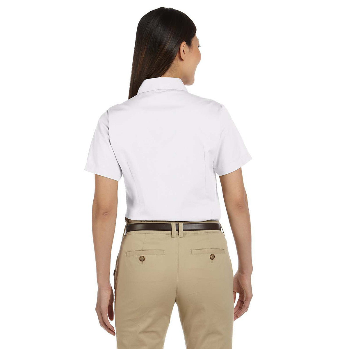 Harriton Women's Stain-Release White Short-Sleeve Twill Shirt: A Stylish Professional Essential