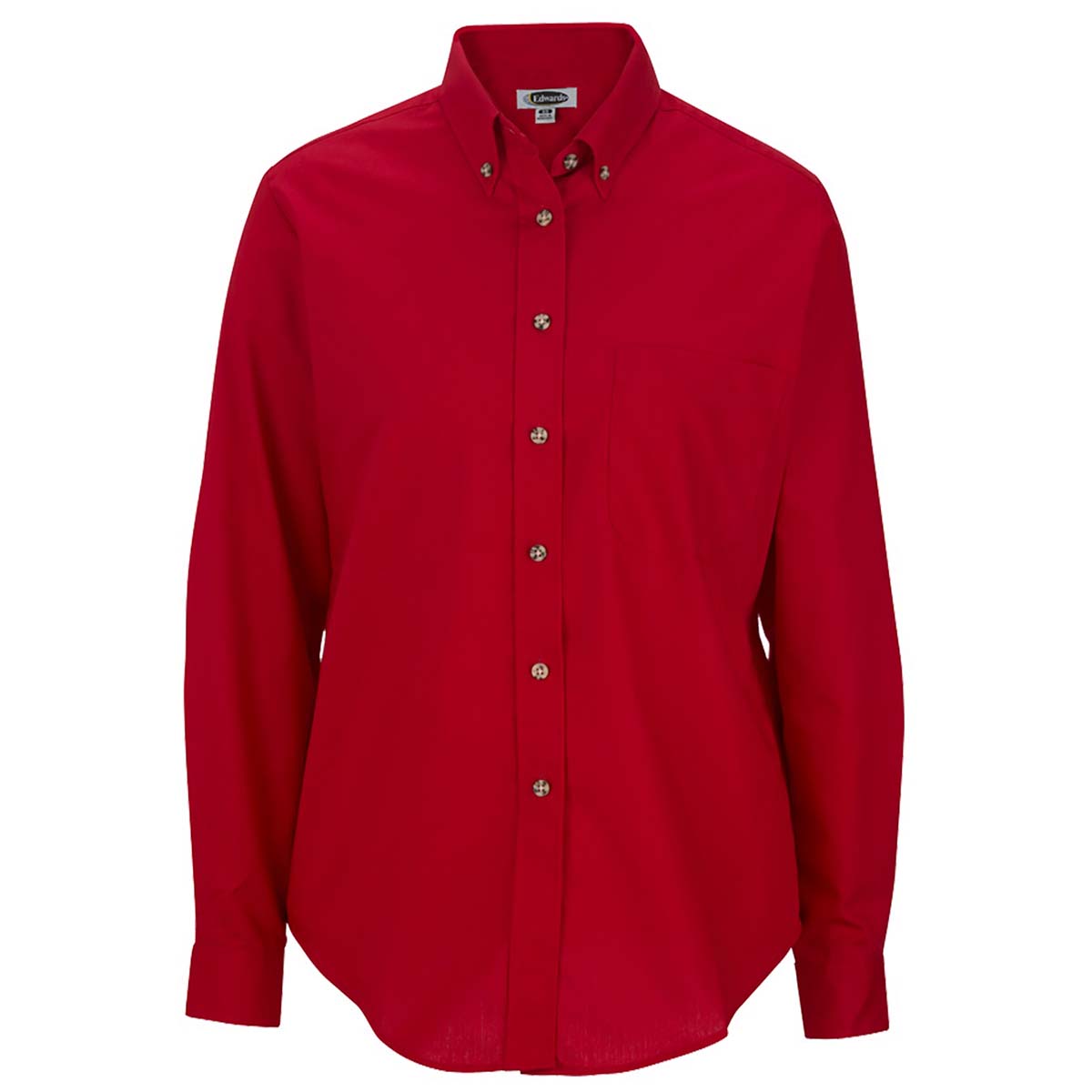 Edwards Women's Stylish Red Easy-Care Long Sleeve Poplin Shirt