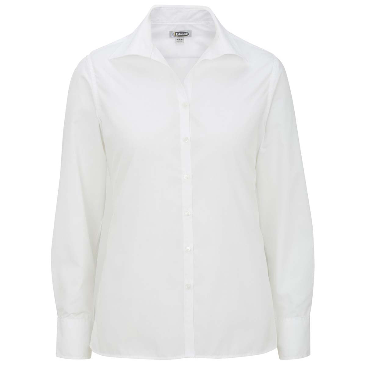 Edwards Women's Stylish White Lightweight Open Neck Poplin Blouse