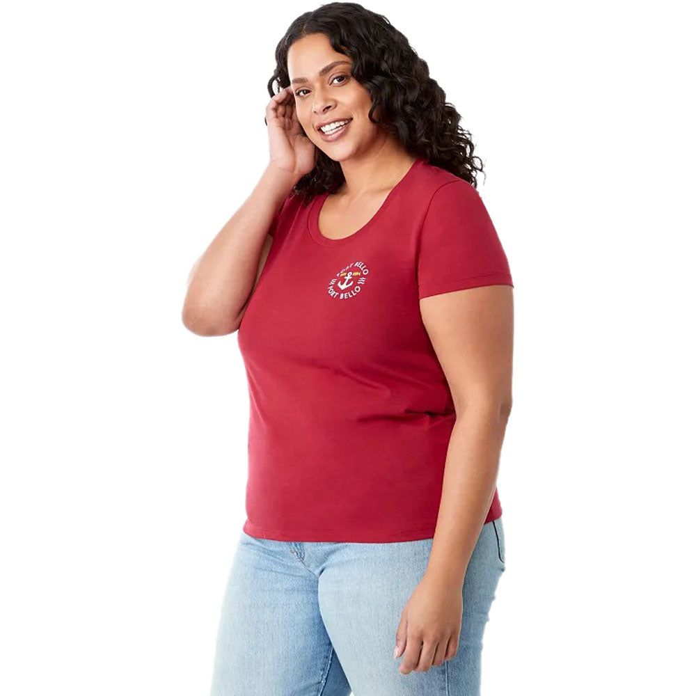 Elevate Women's Retro Red Somoto Eco Short Sleeve T-Shirt - A Fashionable Eco - Choice!