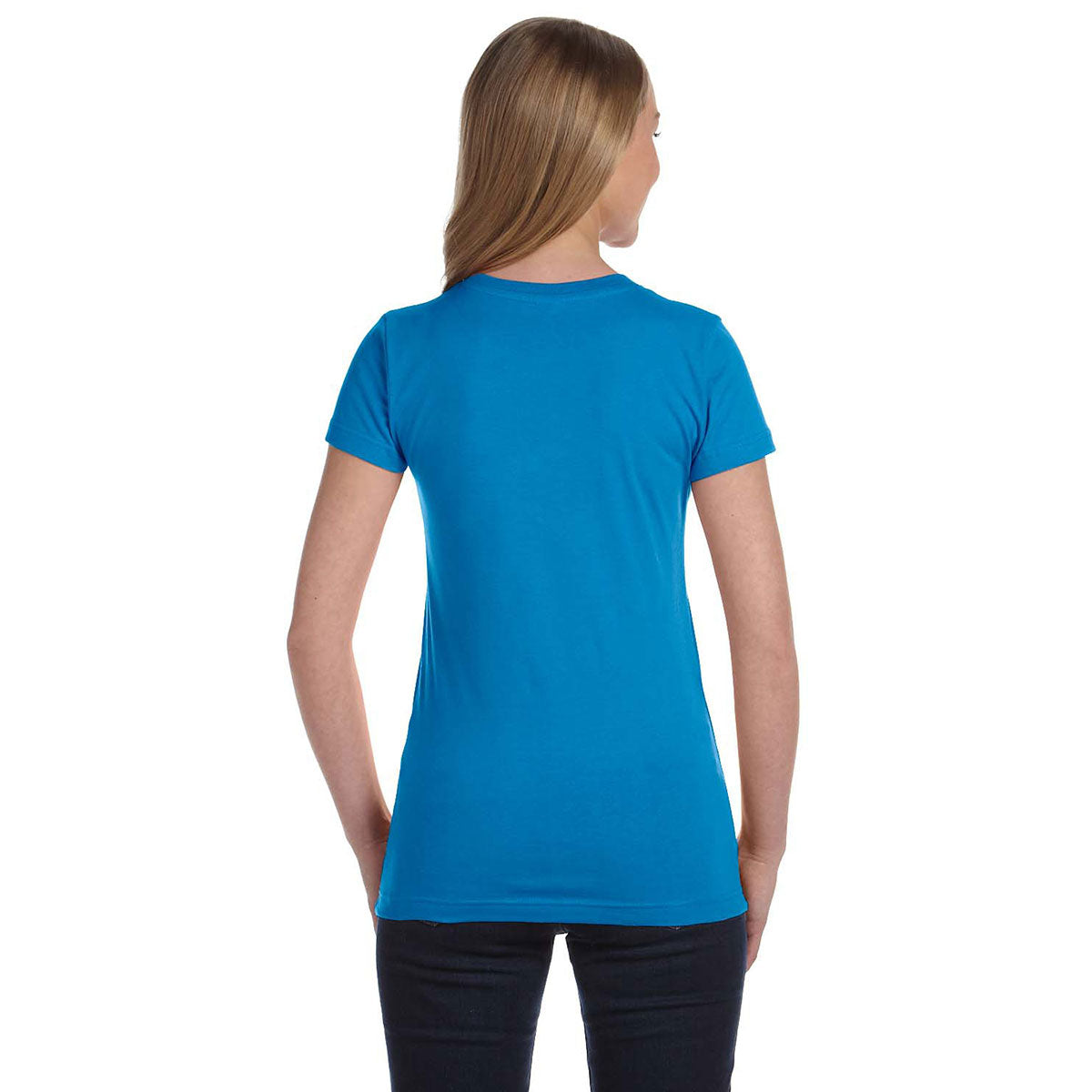 LAT Women's Cobalt Junior Fit Fine Jersey T-Shirt - The Ideal Marketing Canvas