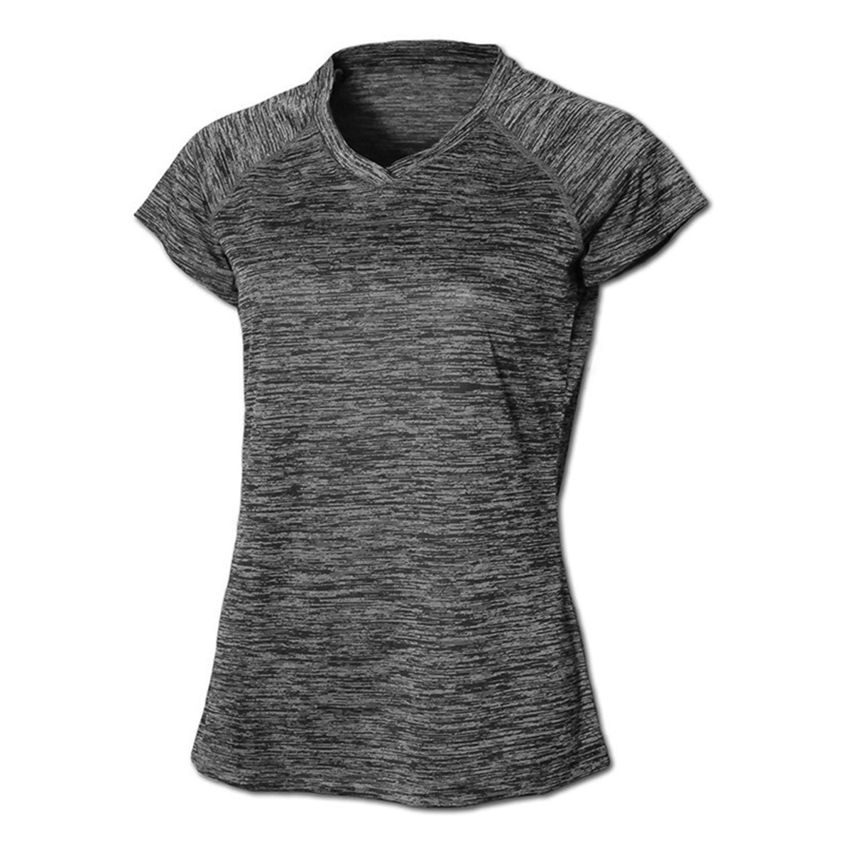 BAW Women's Stunning Black Vintage Heather Dry-Tek Short Sleeve Shirt