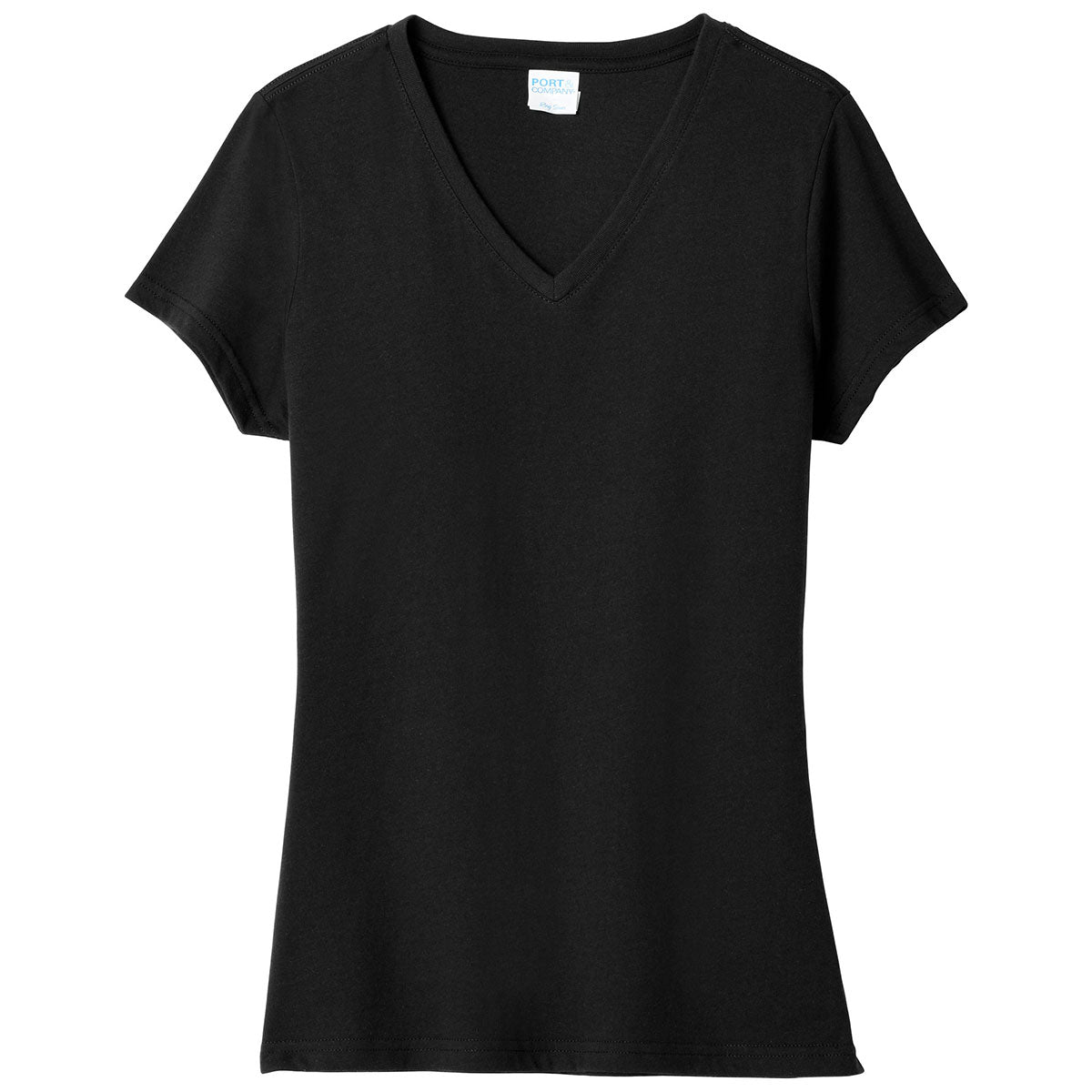 Port & Company Women's Jet Black V-Neck Tee: A Fan-Favorite Blend!