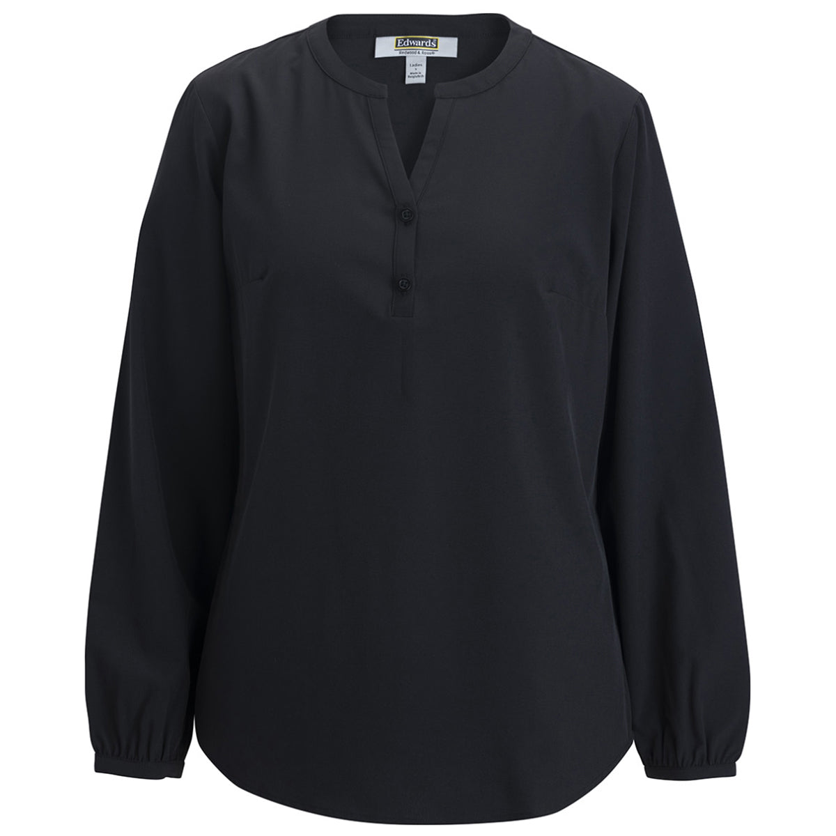Edwards Stylish Women's Black Open V-Neck Blouse