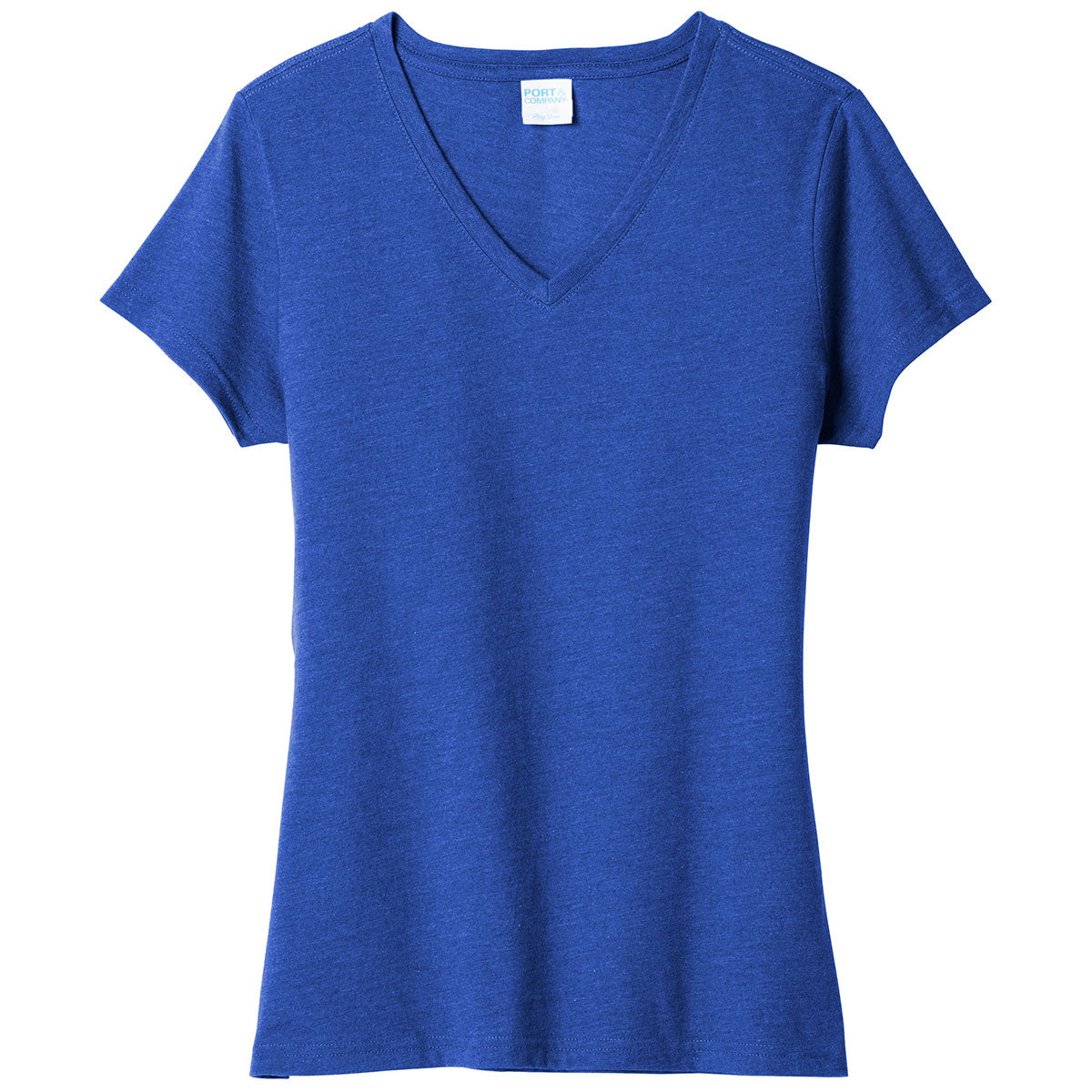 Port & Company Women's True Royal Heather Fan-Favorite Blend V-Neck Tee: A Must-Have for Corporate Events!