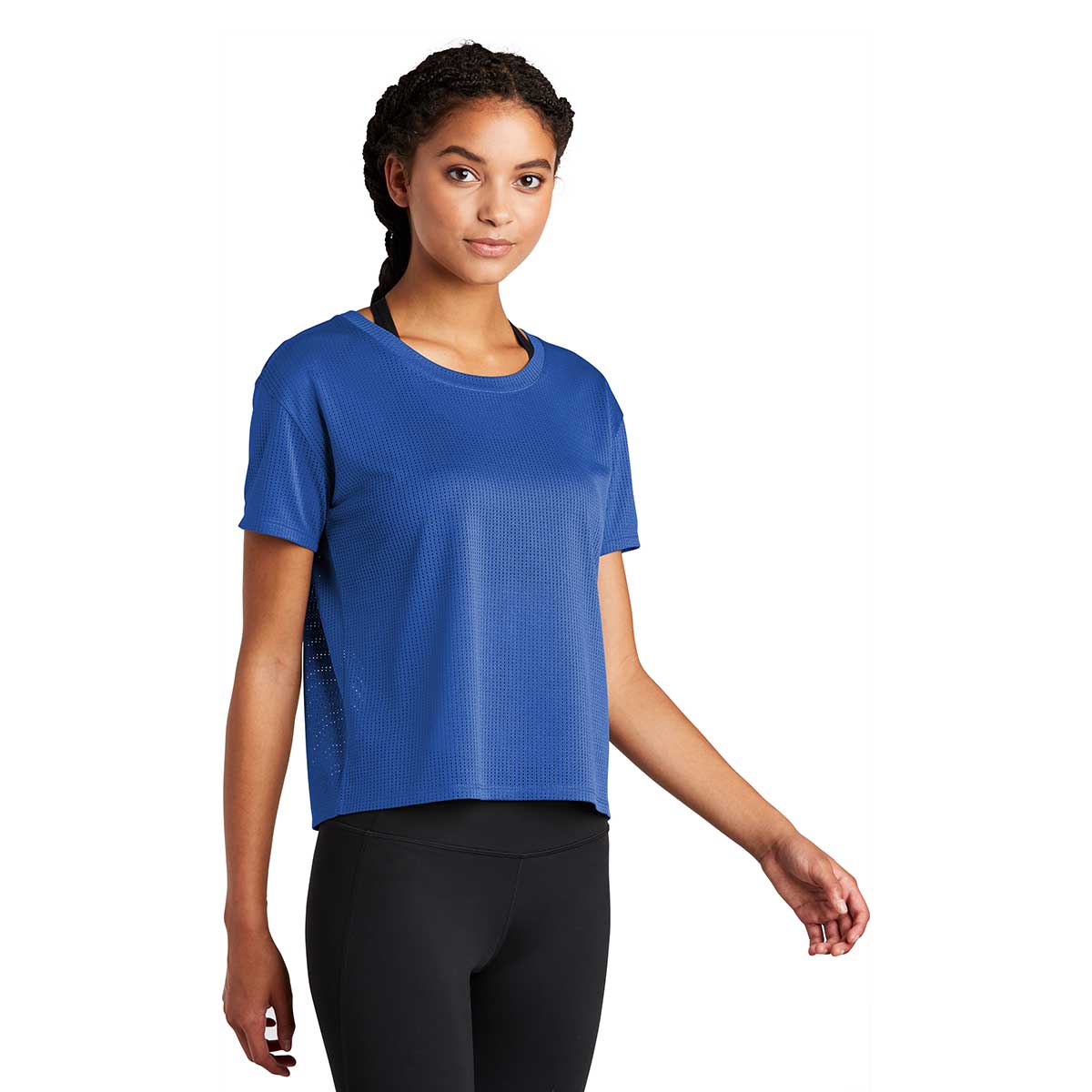 Sport-Tek Women's True Royal Crop Tee: PosiCharge Wicking for Active Women