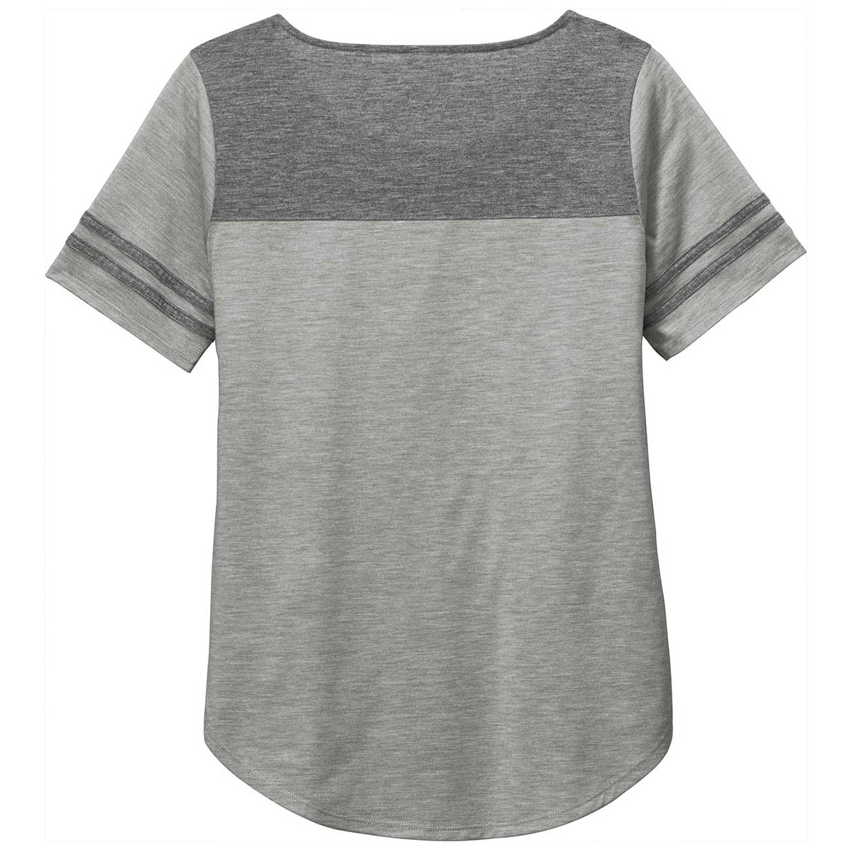 Sport-Tek Women's Stylish PosiCharge Tri-Blend Wicking Fan Tee in Dark & Light Grey Heather