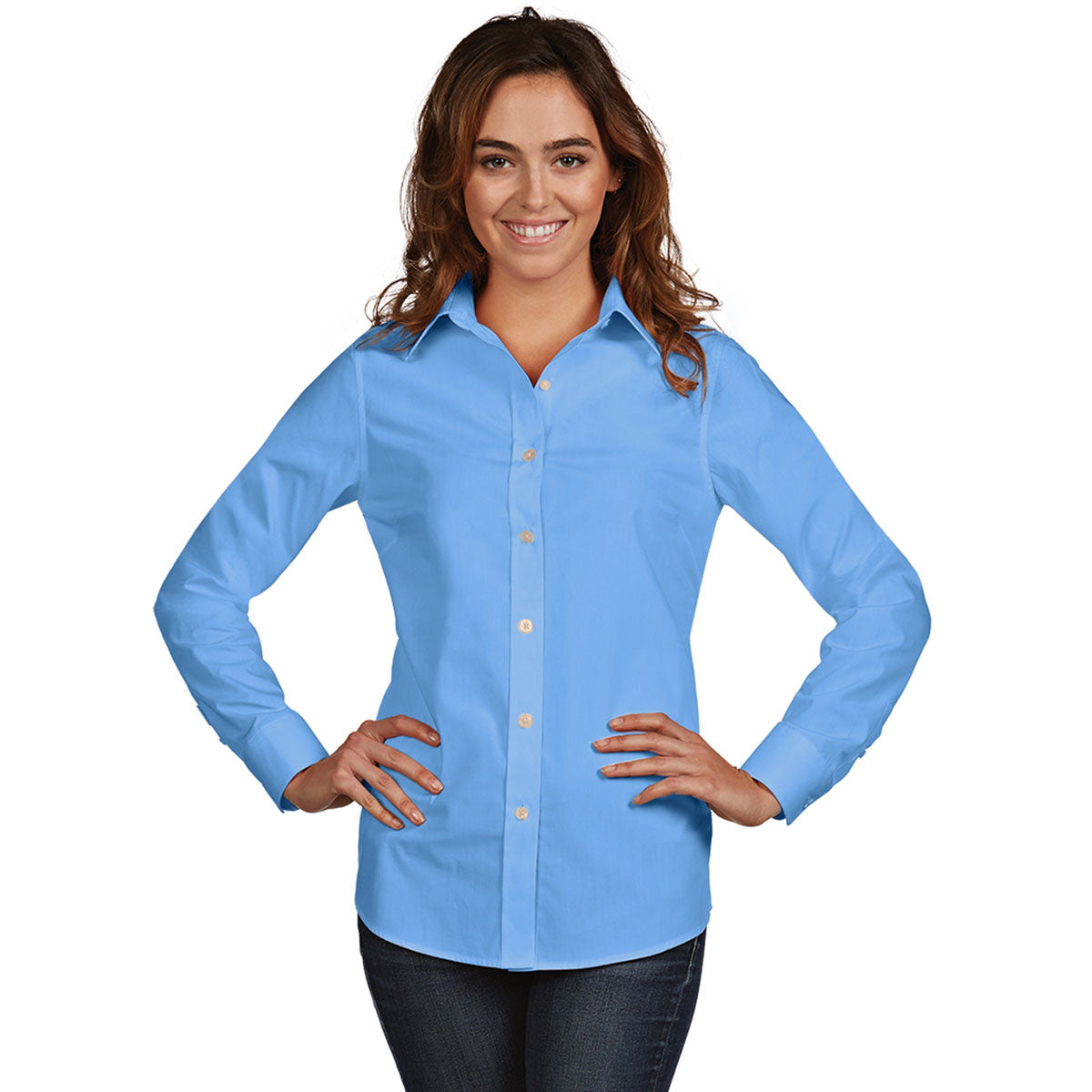 Antigua Women's Oxford Blue Dynasty Shirt: A Stylish Corporate Essential