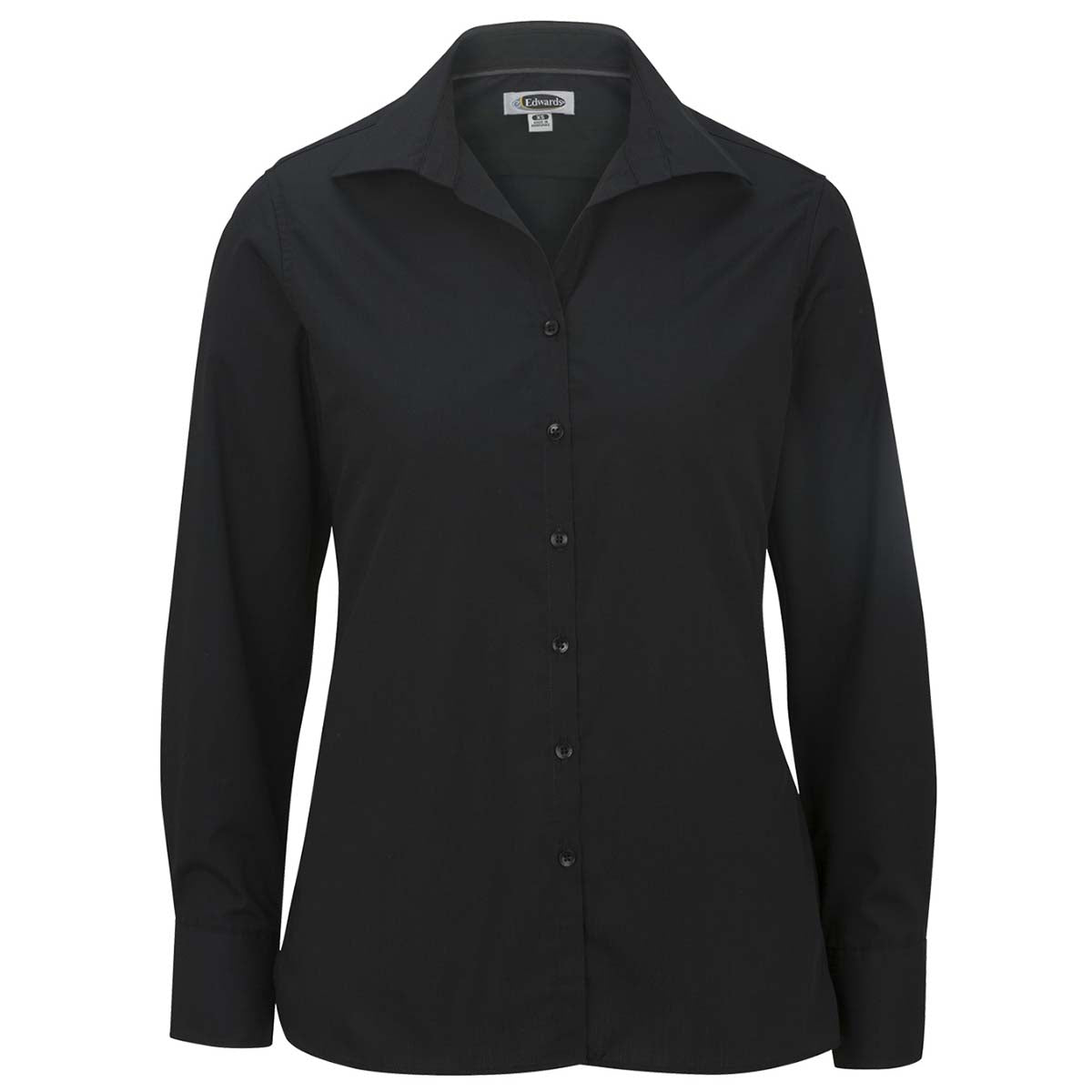 Edwards Women's Stunning Black Lightweight Open Neck Poplin Blouse