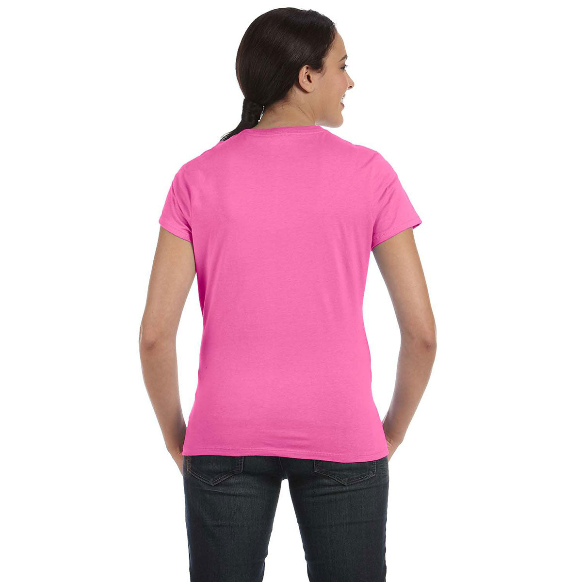 Hanes Women's Pink 4.5 oz. 100% Ringspun Cotton Nano-T T-Shirt - A Must-Have!