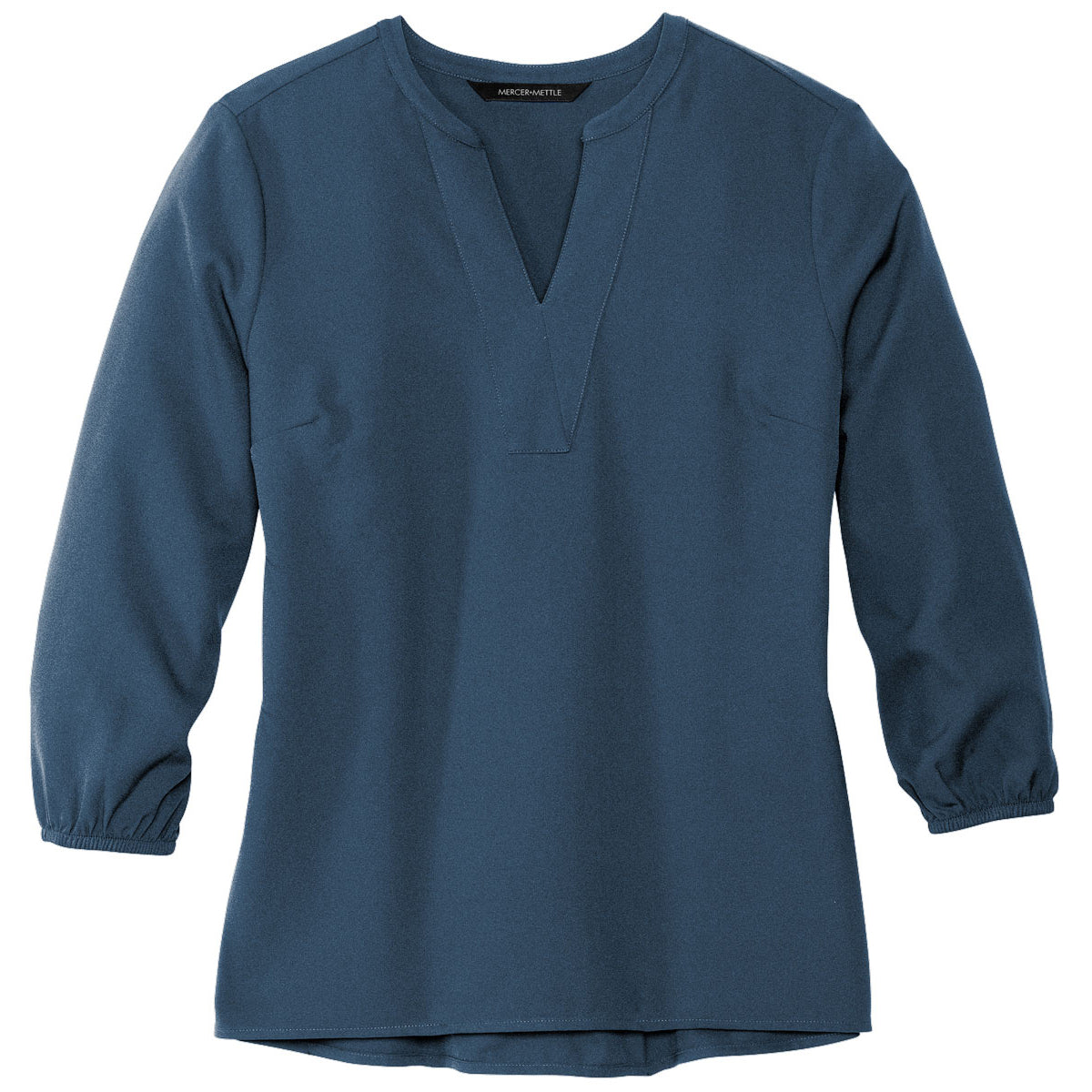 Mercer+Mettle Women's Insignia Blue Stretch Crepe 3/4 Sleeve Stylish Blouse