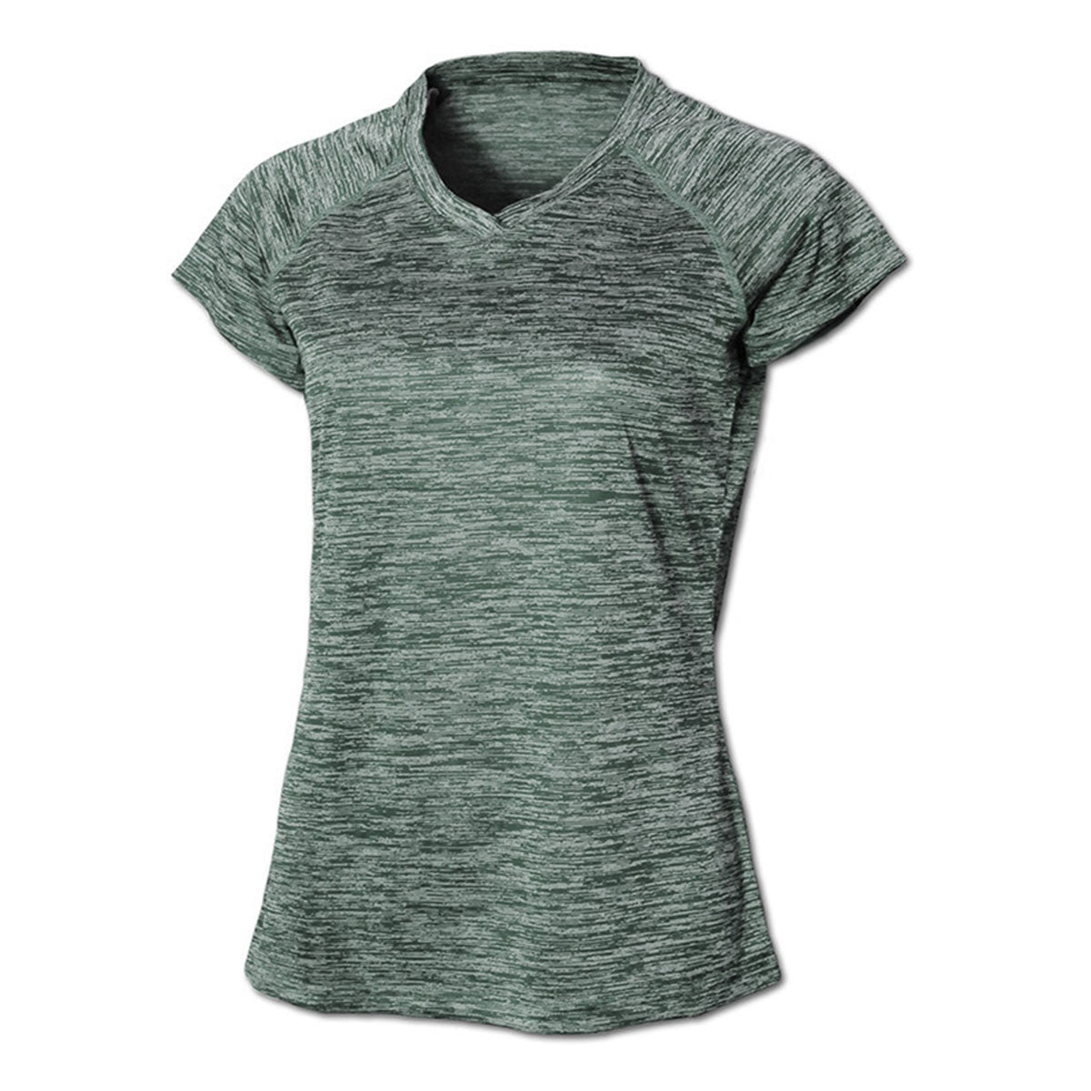 BAW Women's Stylish Dark Green Vintage Heather Dry-Tek Short Sleeve Shirt