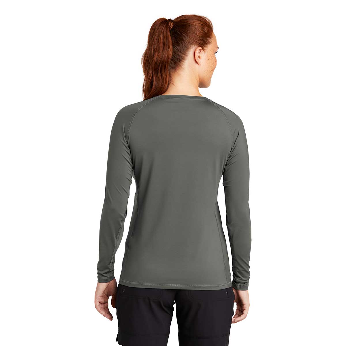 Sport-Tek Women's Dark Smoke Grey Long Sleeve Rashguard Tee - Unleash Your Aquatic Style