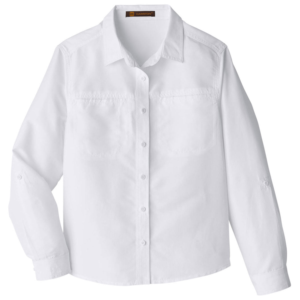 Harriton Women's White Key West Long-Sleeve Performance Staff Shirt: A Must-Have for Professional Women!