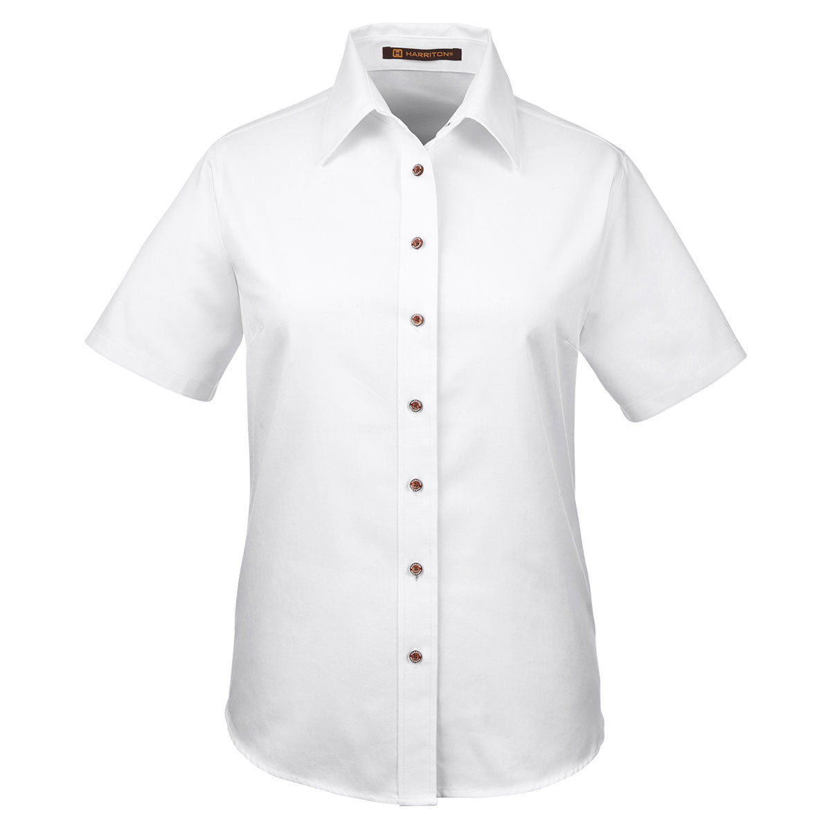 Harriton Women's Stain-Release White Short-Sleeve Twill Shirt: A Stylish Professional Essential