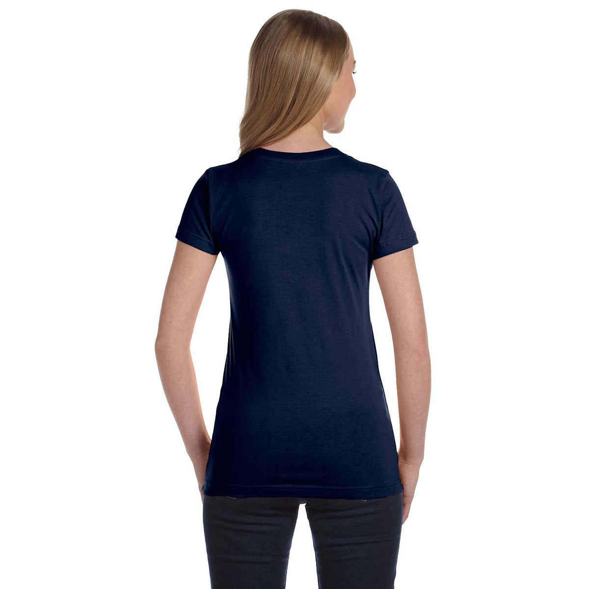 LAT Women's Navy Junior Fit Fine Jersey T-Shirt - Ideal for Company Branding