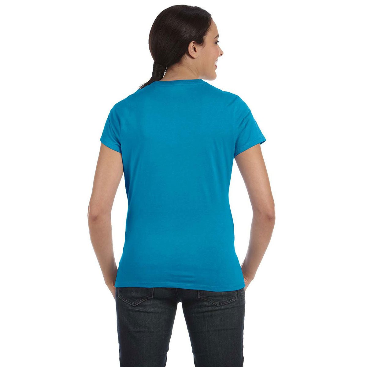 Hanes Women's Teal Nano-T T-Shirt: 4.5 oz. 100% Ringspun Cotton