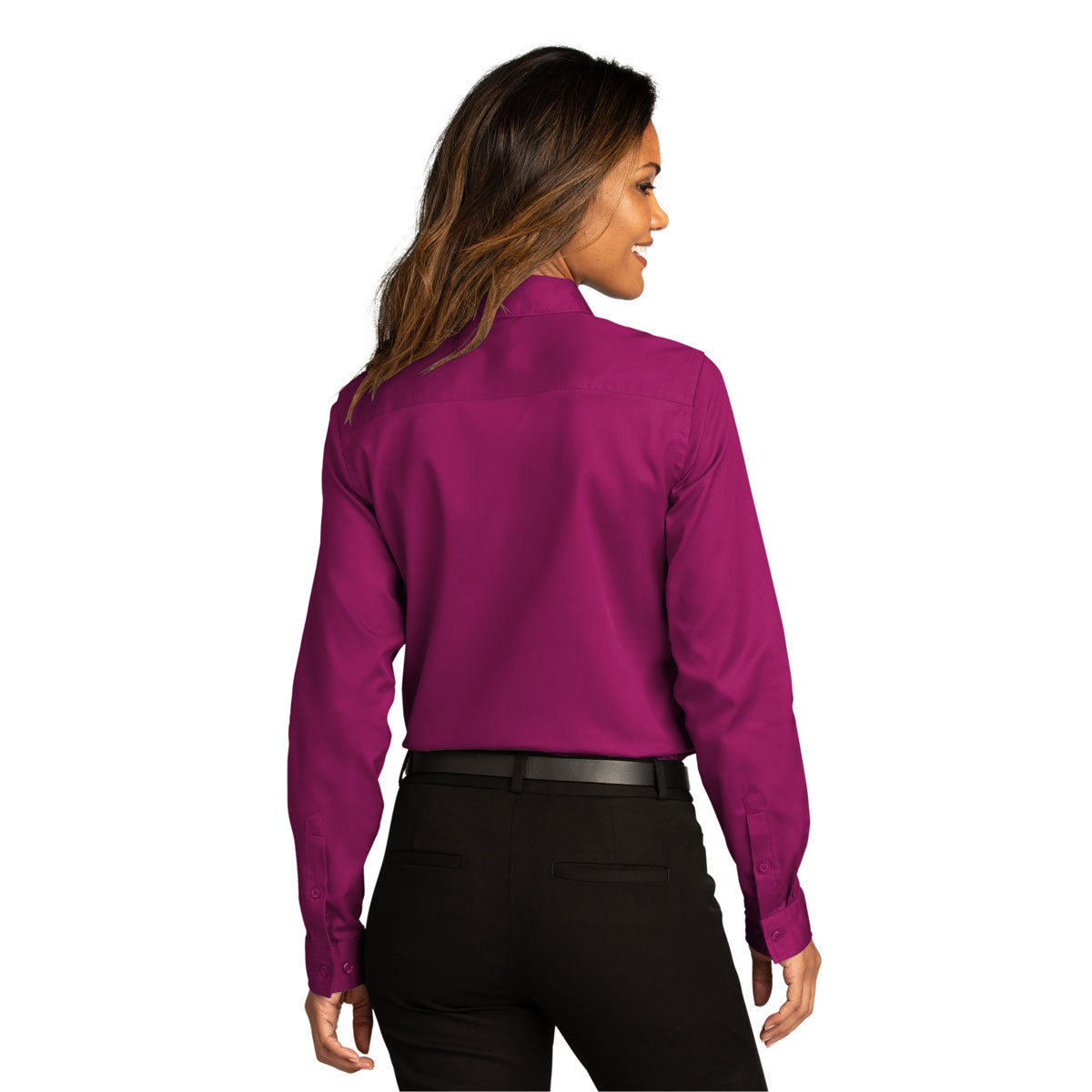 Port Authority Women's Wild Berry SuperPro React Long Sleeve Shirt
