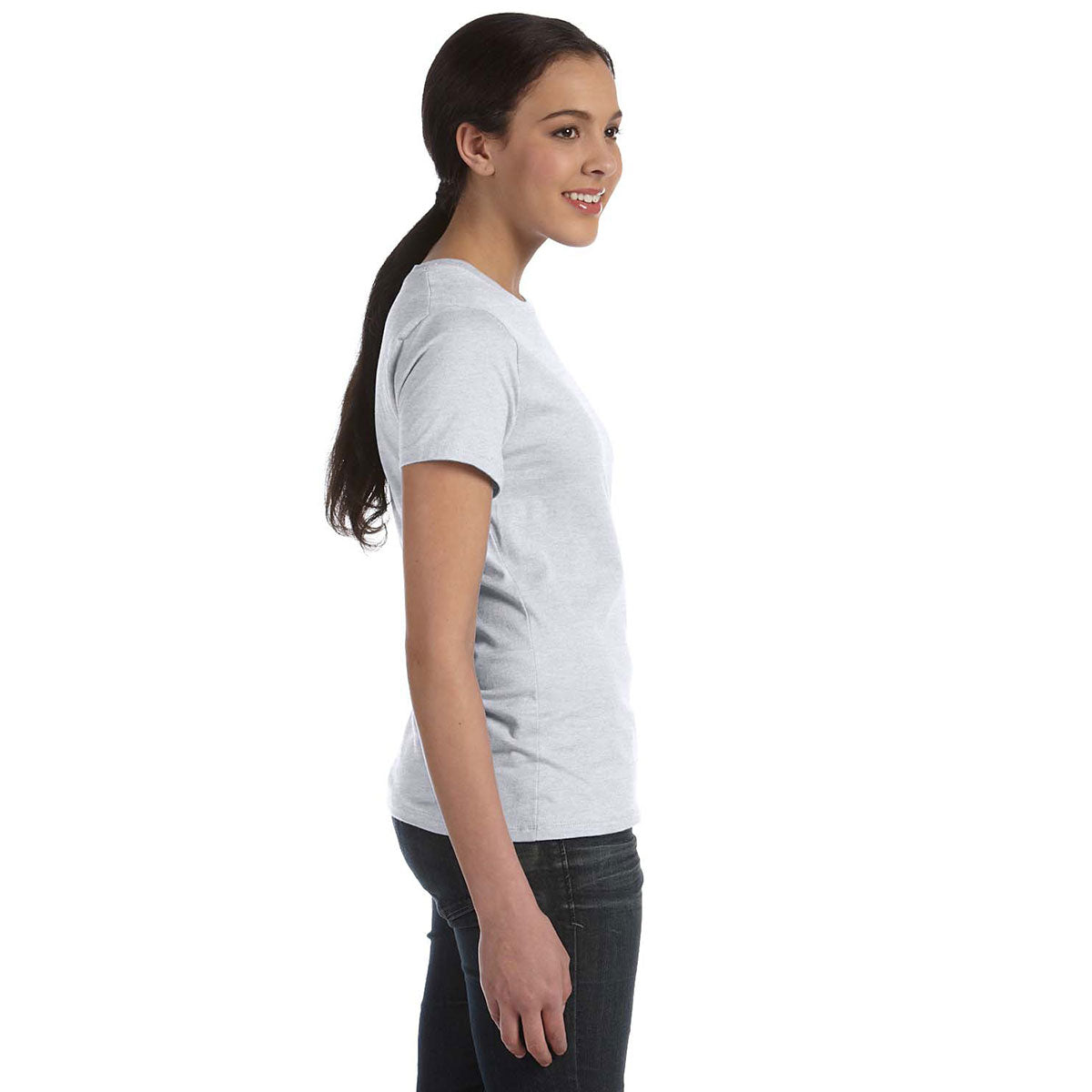 Hanes Women's Ash 4.5 oz. 100% Ringspun Cotton Nano-T T-Shirt: Stylish and Comfortable