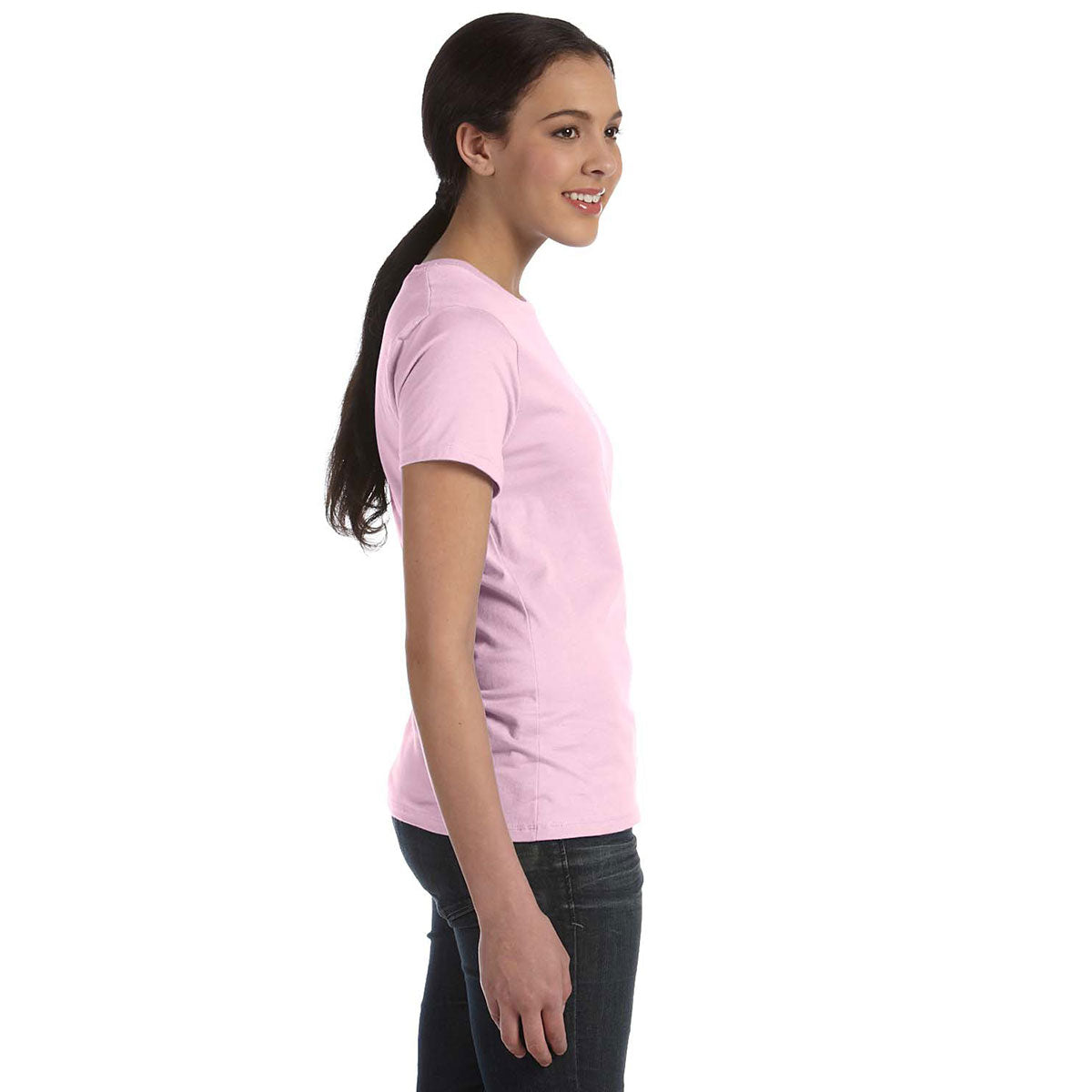 Hanes Women's Alluring Pale Pink 4.5 oz. 100% Ringspun Cotton nano-T T-Shirt