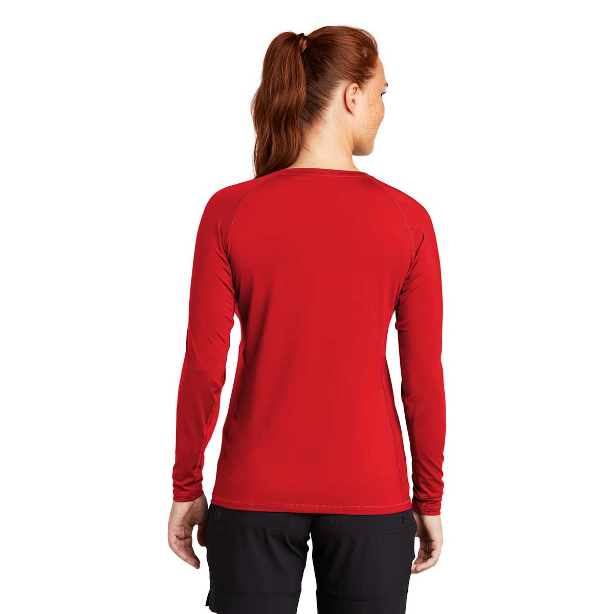 Sport-Tek Women's Stunning True Red Long Sleeve Rashguard Tee - Make a Splash!