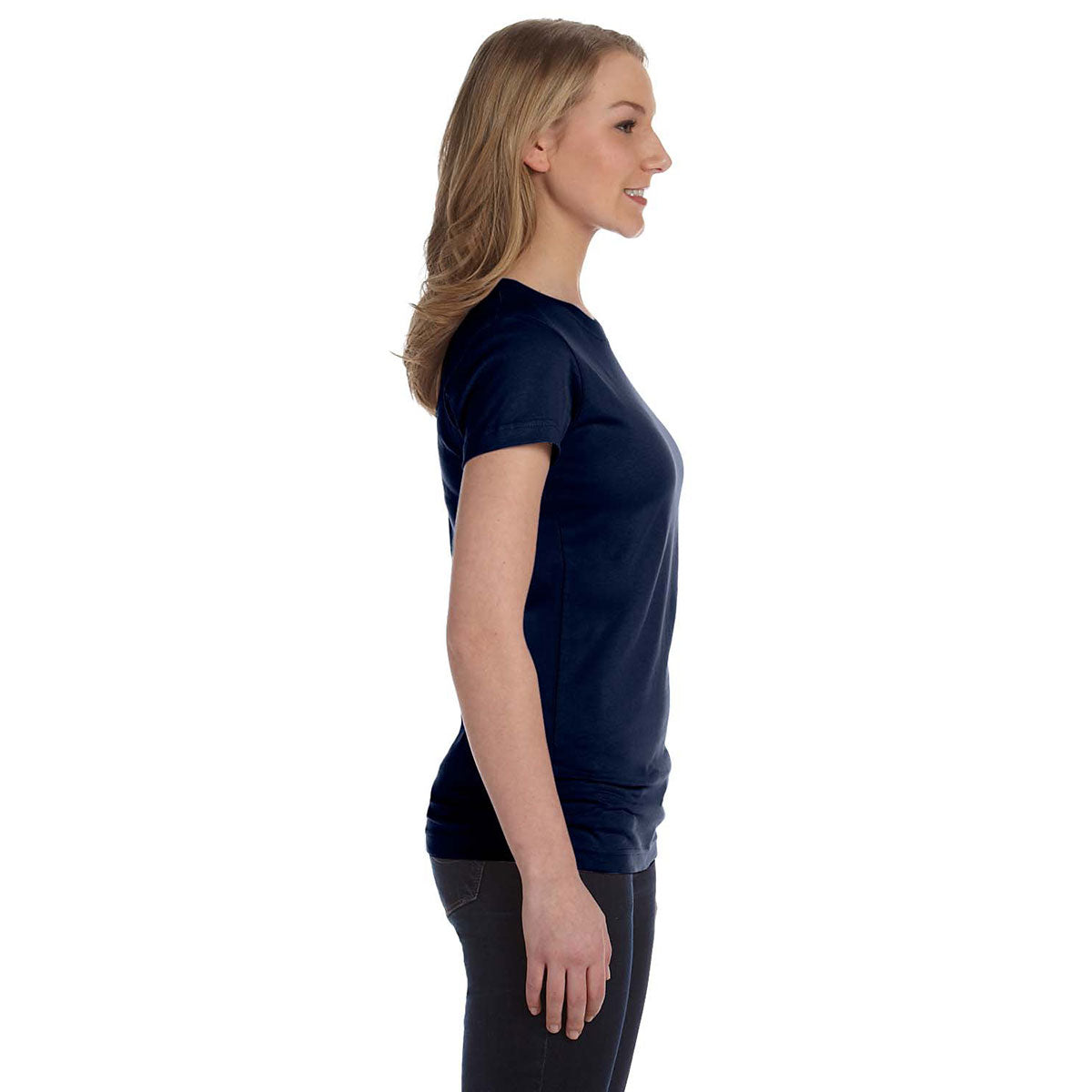 LAT Women's Navy Junior Fit Fine Jersey T-Shirt - Ideal for Company Branding