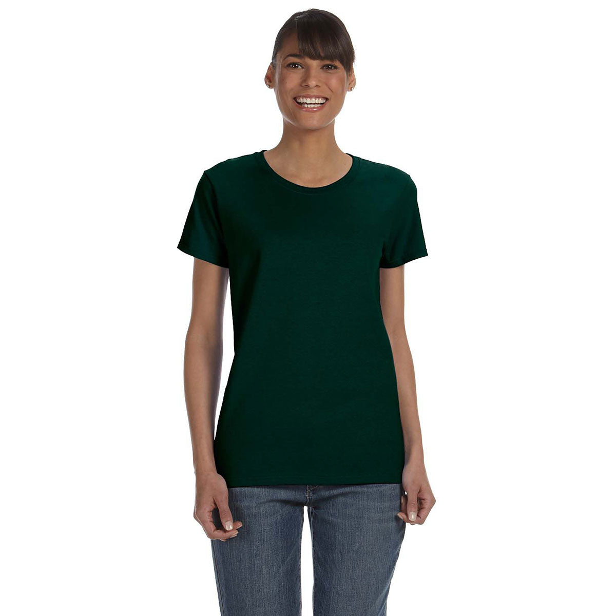 Gildan Women's Forest Green 5.3 oz. Custom-Printed T-Shirt: A Fashionable Must-Have!