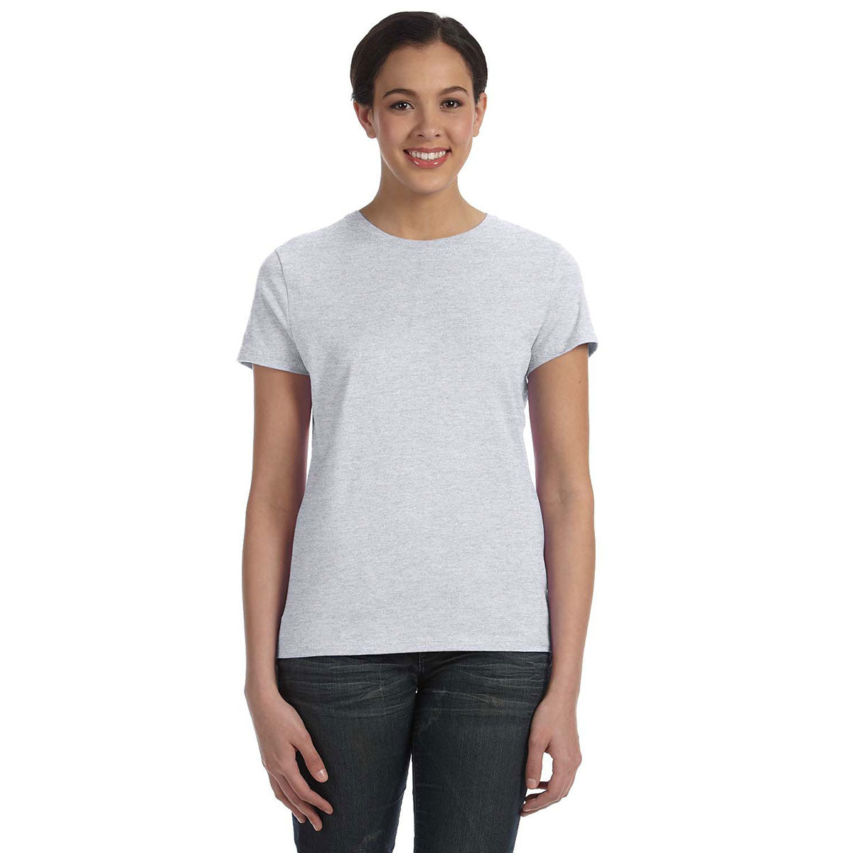 Hanes Women's Ash 4.5 oz. 100% Ringspun Cotton Nano-T T-Shirt: Stylish and Comfortable