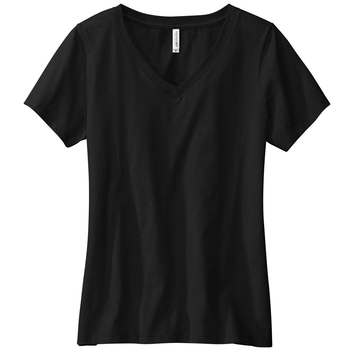 Volunteer Knitwear Women's Stunning Deep Black Daily V-Neck Tee - A Must-Have!