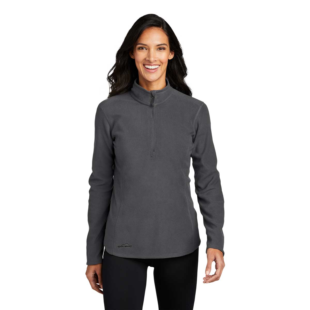 Eddie Bauer Women's Stylish Grey Steel Half Zip Microfleece Jacket
